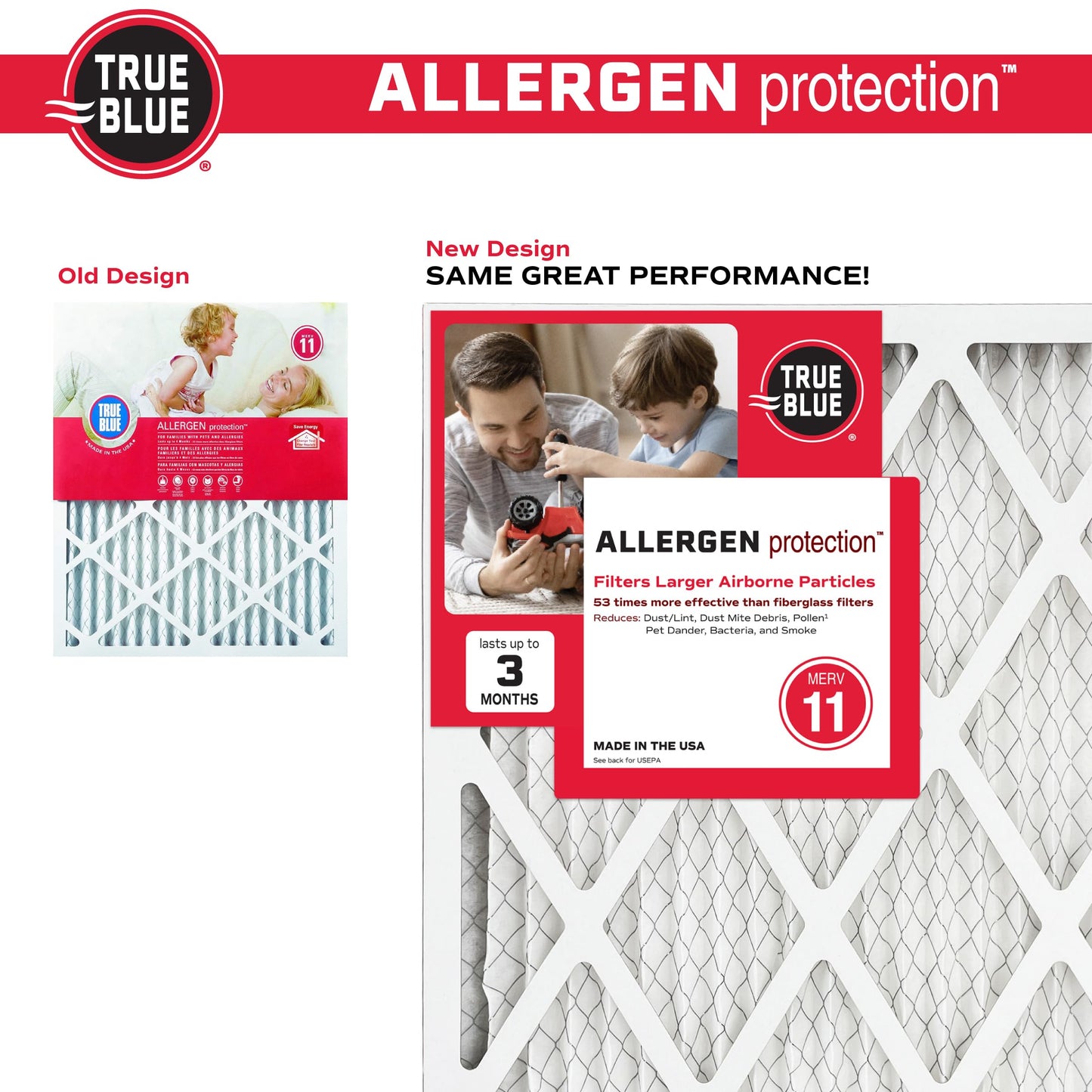 True Blue 318241.4 Allergen 18-Inch by 24-Inch by 1-Inch Air Filter, 4-Pack
