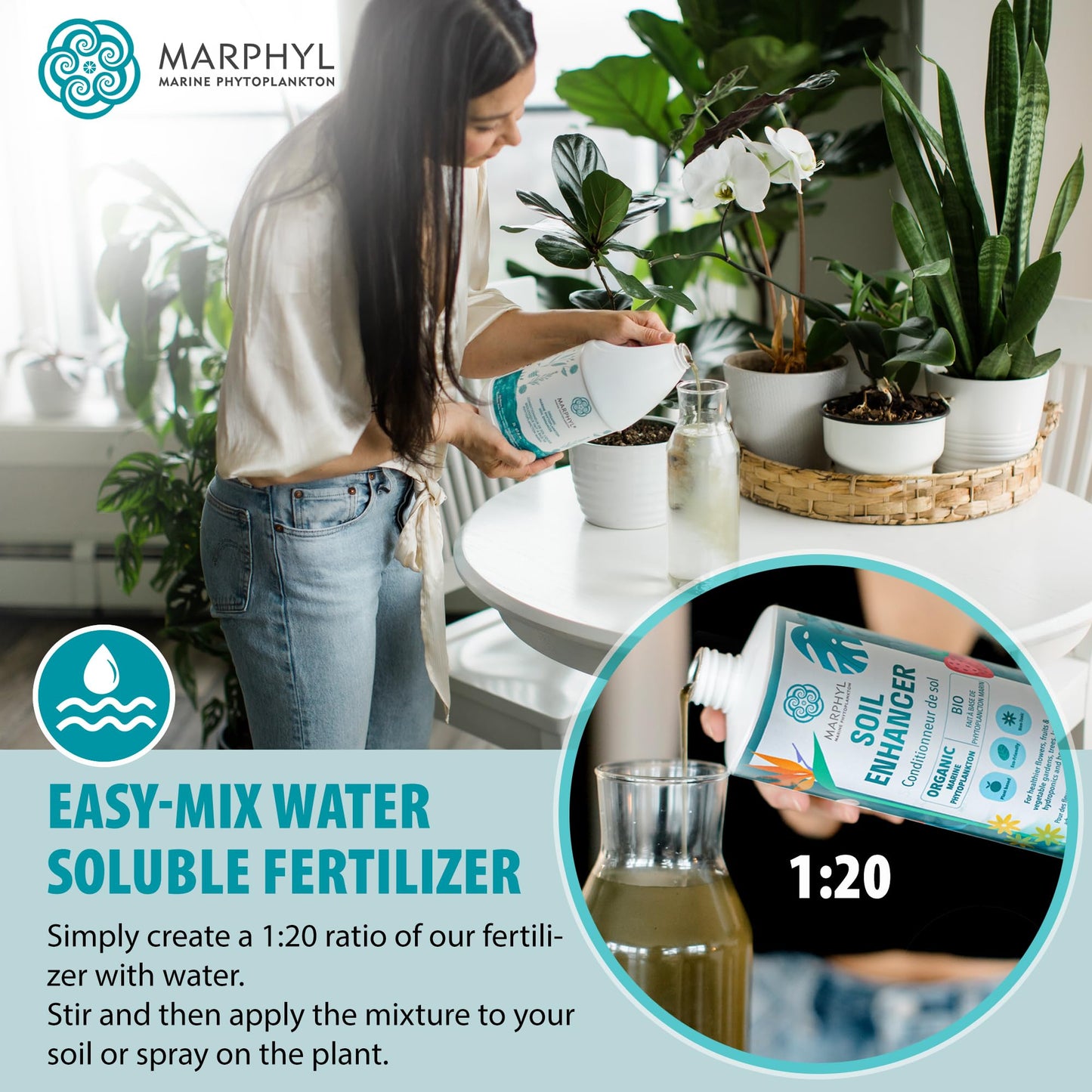 MARPHYL Organic Liquid Fertilizer – Indoor & Outdoor House Plant Fertilizer - All-Purpose Nutrient-Rich Plant Food - Soil Enhancer for Garden, Flowers, Vegetables, Succulents, Bamboo, Hydroponics