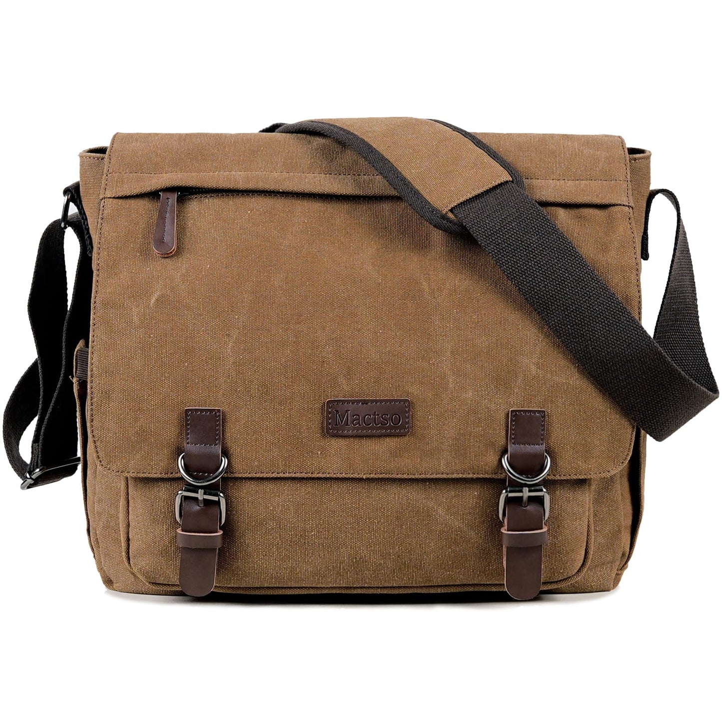 Vintage Messenger Bag 15.6 Inch Laptop for Men Women,Travel Crossbody Shoulder Purse Canvas Briefcase Work Office College (Coffee-Upgrade)