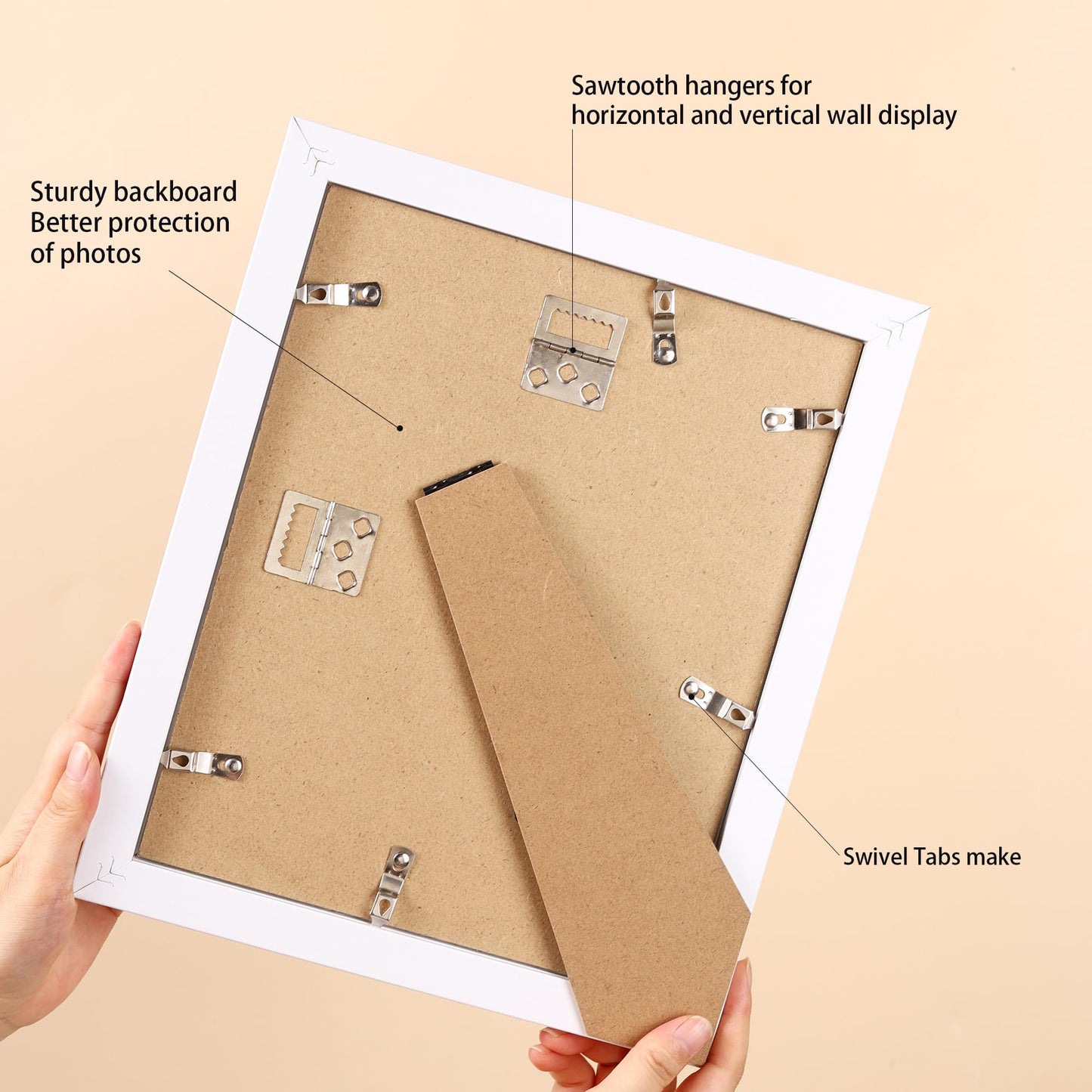 Iadefan 8x10 Picture Frame Set of 4, White 8 by 10 Photo Frames with 5x7 Mat, Tabletop or Wall Hanging Decor.