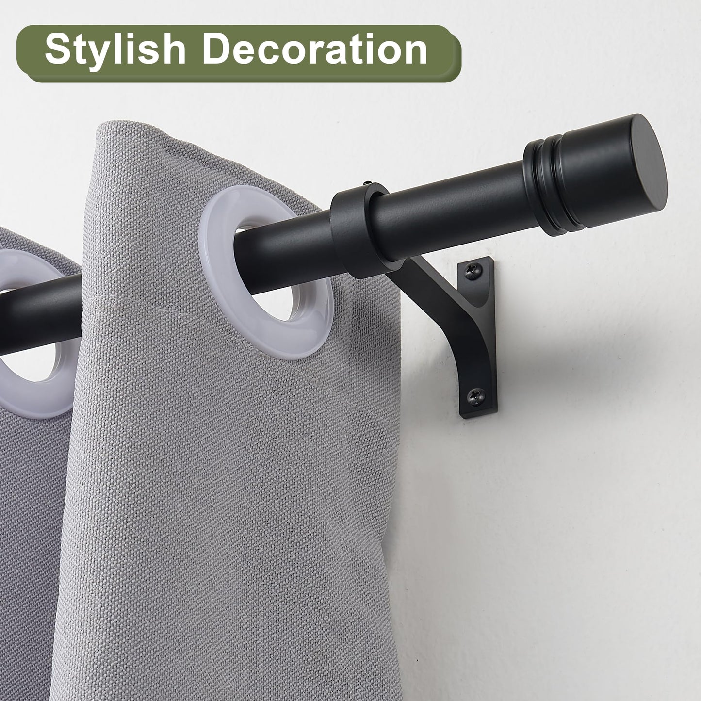 Curtain Rods for Windows 28 to 150 Inches, Vimayta 1 Inch Adjustable Heavy Duty Drapery Rod with Aluminum Alloy Finials and Brackets for Living Room, Bedroom, Kitchen, Patio, Sliding Door, Matte Black