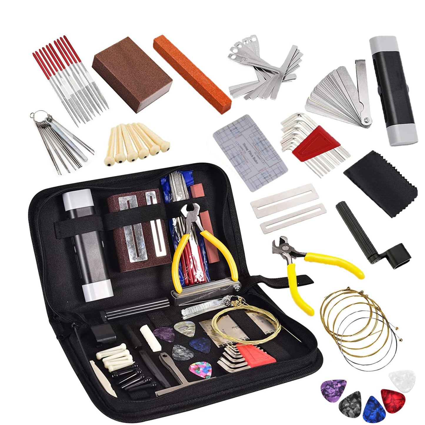 72PCS Guitar Tool Kit, Professional Guitar Maintenance Tool Kit for Guitar Ukulele Bass Banjo Luthier Tools Guitar Repair Tool Kit for Guitar Player or String Instrument Enthusiast Beginner