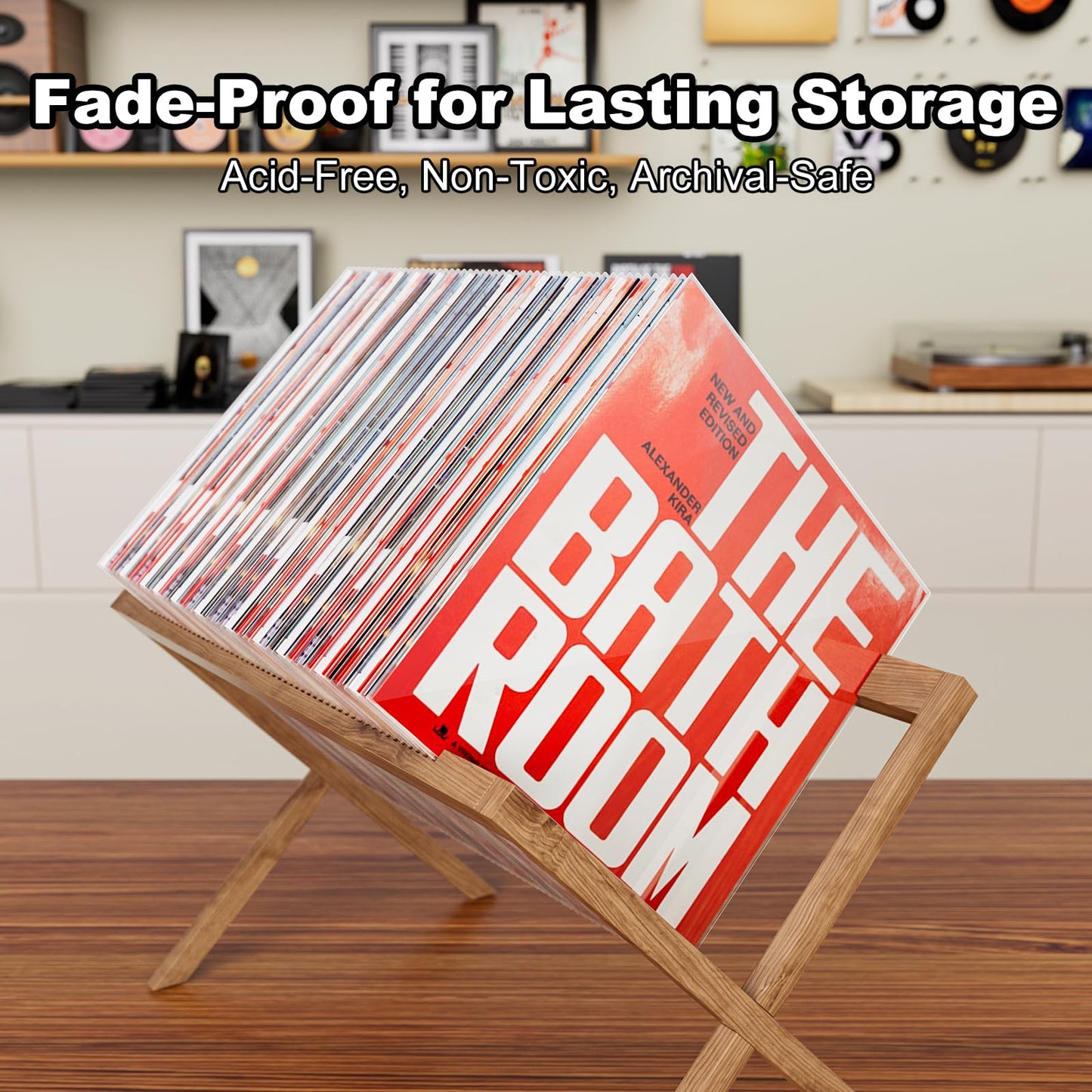 120 Vinyl Record Sleeves Outer, 4.7 Mil Crystal Clear Vinyl Protective Sleeves, 12.75'' x 12.75'' Record Sleeve Compatible with Single and Double LP Album Covers