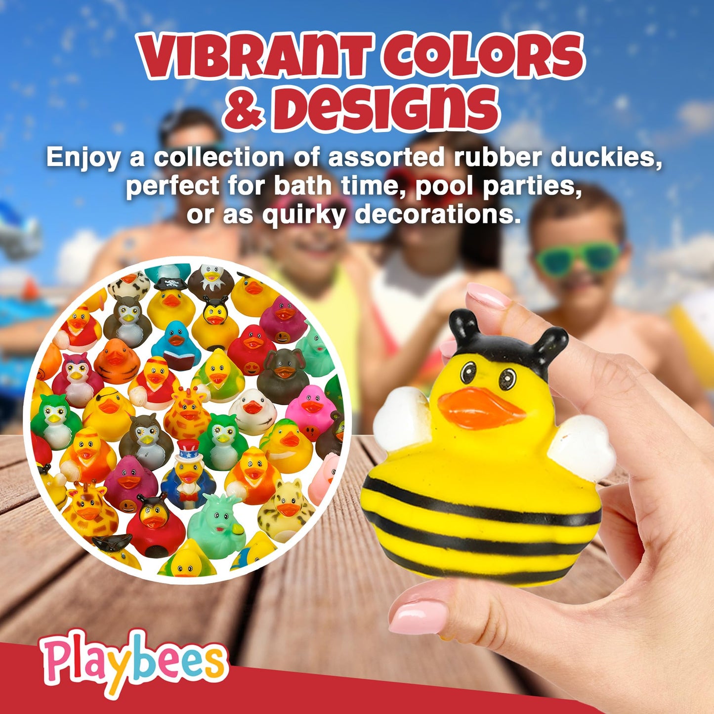 Playbees Rubber Ducks in Bulk 50 Pack Assortment Duckies Kids Baby Bath Shower Toys Jeep Ducking Floater Summer Beach Pool Activity Baby Showers Accessories Classroom Incentives