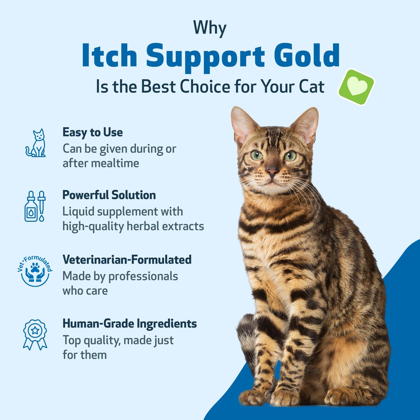 Pet Wellbeing Itch Support Gold for Cats - Occasional Itching, Scratching, and Hot Spots, Environmental and Seasonal Allergies, Dong Quai - Veterinarian-Formulated Herbal Supplement 2 fl oz (59 ml)