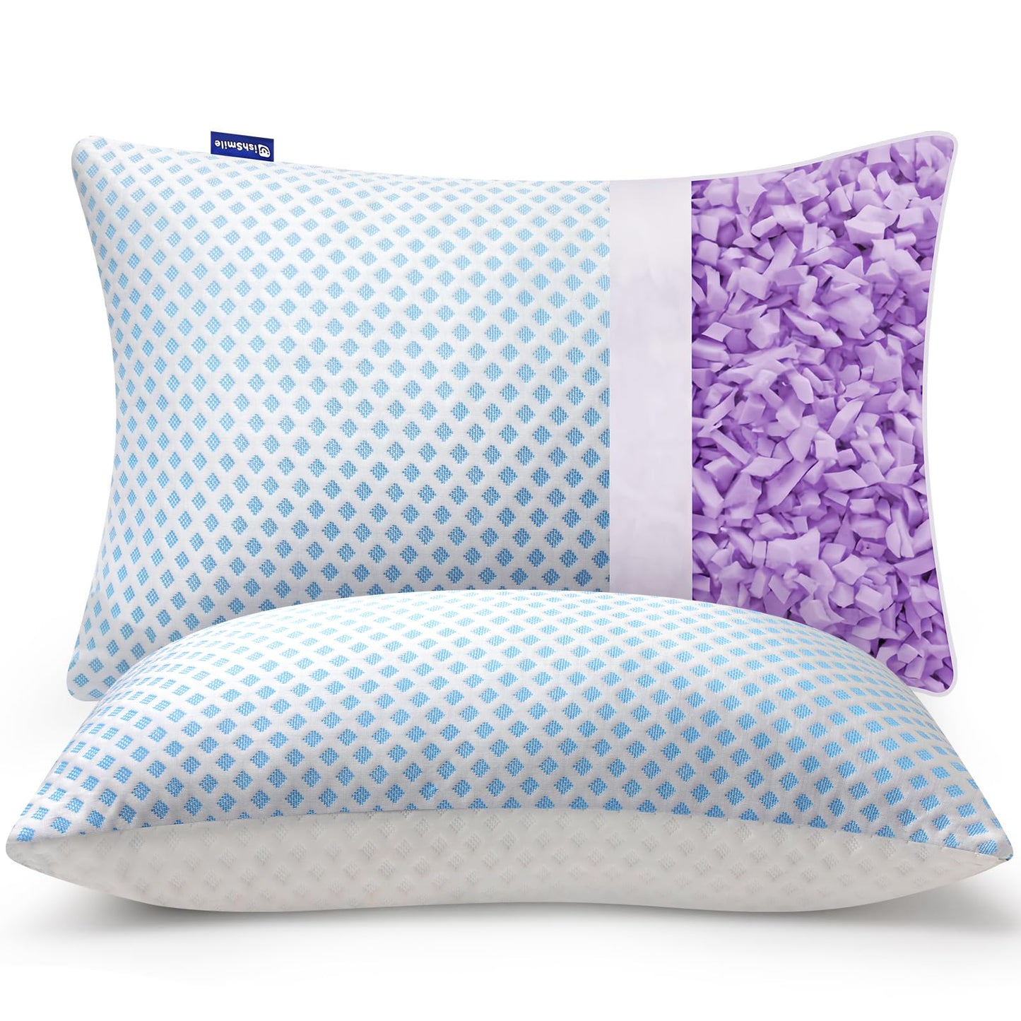 Cooling Memory Foam Pillows King Size 2 Pack, Adjustable Shredded Foams, Soft Firm Bed Pillow for Sleeping with Hypoallergenic Zipper Pillow Cover for Side, Back Sleepers, 20x36In