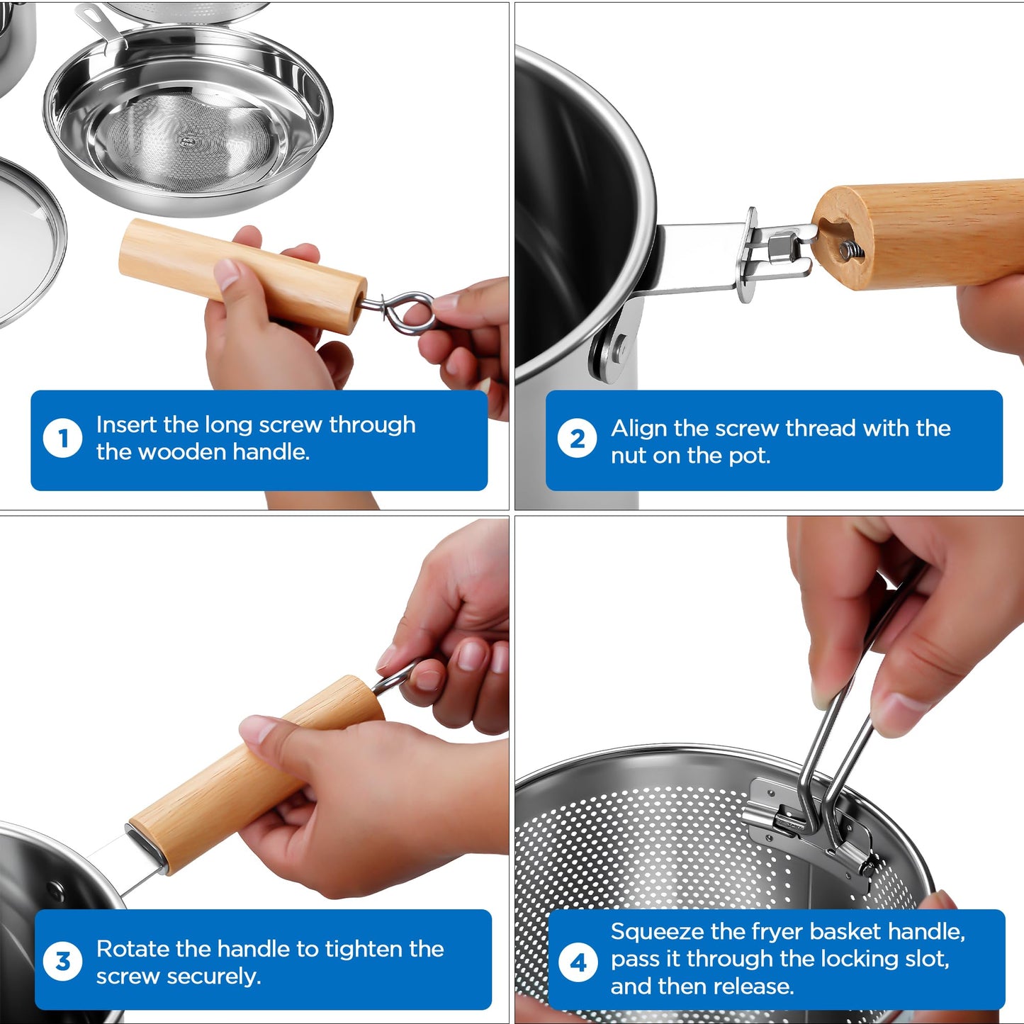 2 in 1 Deep Frying Pot (3L) with Basket, Oil Strainer and Glass Lids, Large 304 Stainless Steel Deep Fryer Cooking Pot, Oil Fryer Bacon Grease Container for Kitchen, Frying, Cooking-Dishwasher Safe