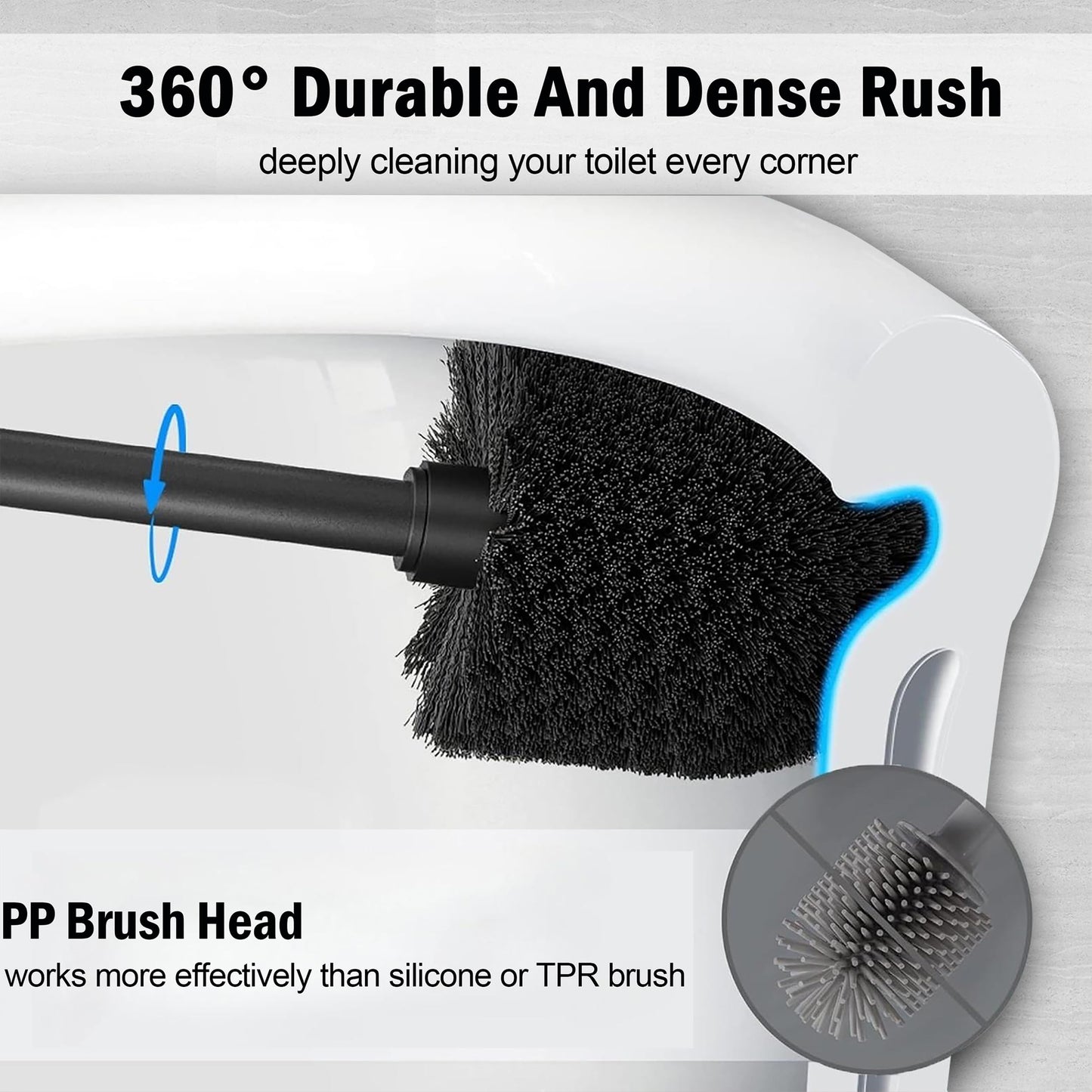 Indecor Home Metal Toilet Bowl Brush with Holder Premium Bathroom Cleaning Set Rustproof Hygienic Durable Elegant Finish