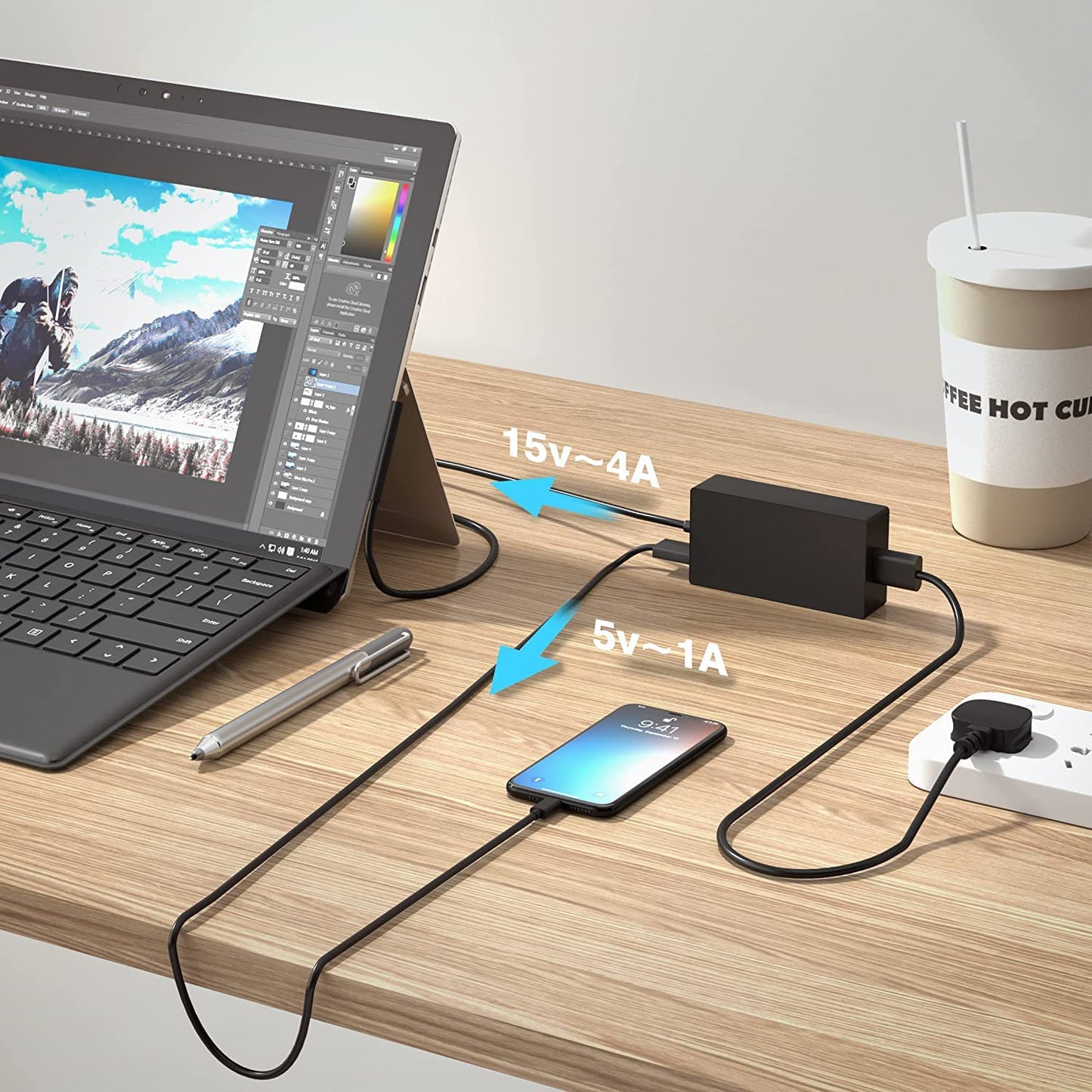 Surface Pro Charger,65W Microsoft Surface Charger for Surface Pro 3/4/5/6/7/7+/8/9, Surface Laptop 1/2/3/4/5/6/7, Surface Go1/Go2/Go3, Surface Book 1/2/3, Surface LaptopGo 1/2/3, Surface Laptop Studio