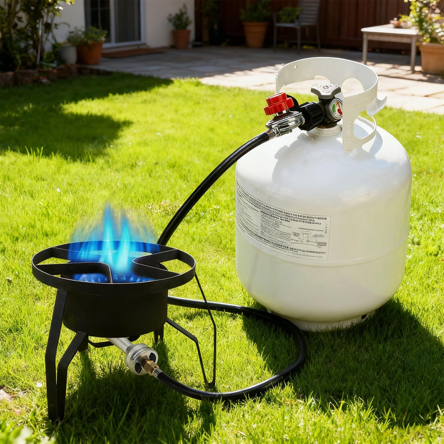 onlyfire High Pressure Propane Cast-Iron Replacement Burner, 0-20PSI Adjustable Pressure Propane Regulator with 4FT Hose and Brass Fitting Propane Burner Head for Cooking Outdoor