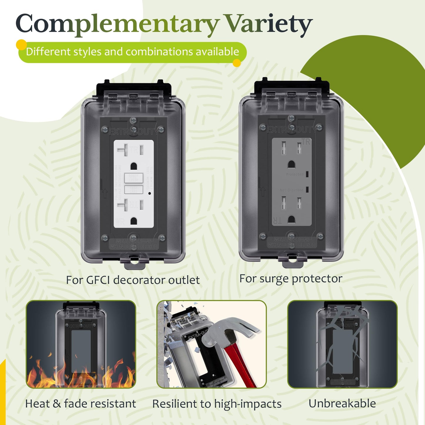 TG Outdoor Outlet Cover Extra-Duty in-Use Weatherproof Outdoor Decorator/GFCI Receptacle Outlets, Weatherproof Enclosure, 1-Gang H15.5cm x W8.6cm x D7.1cm, Clear Cover, 2 Count