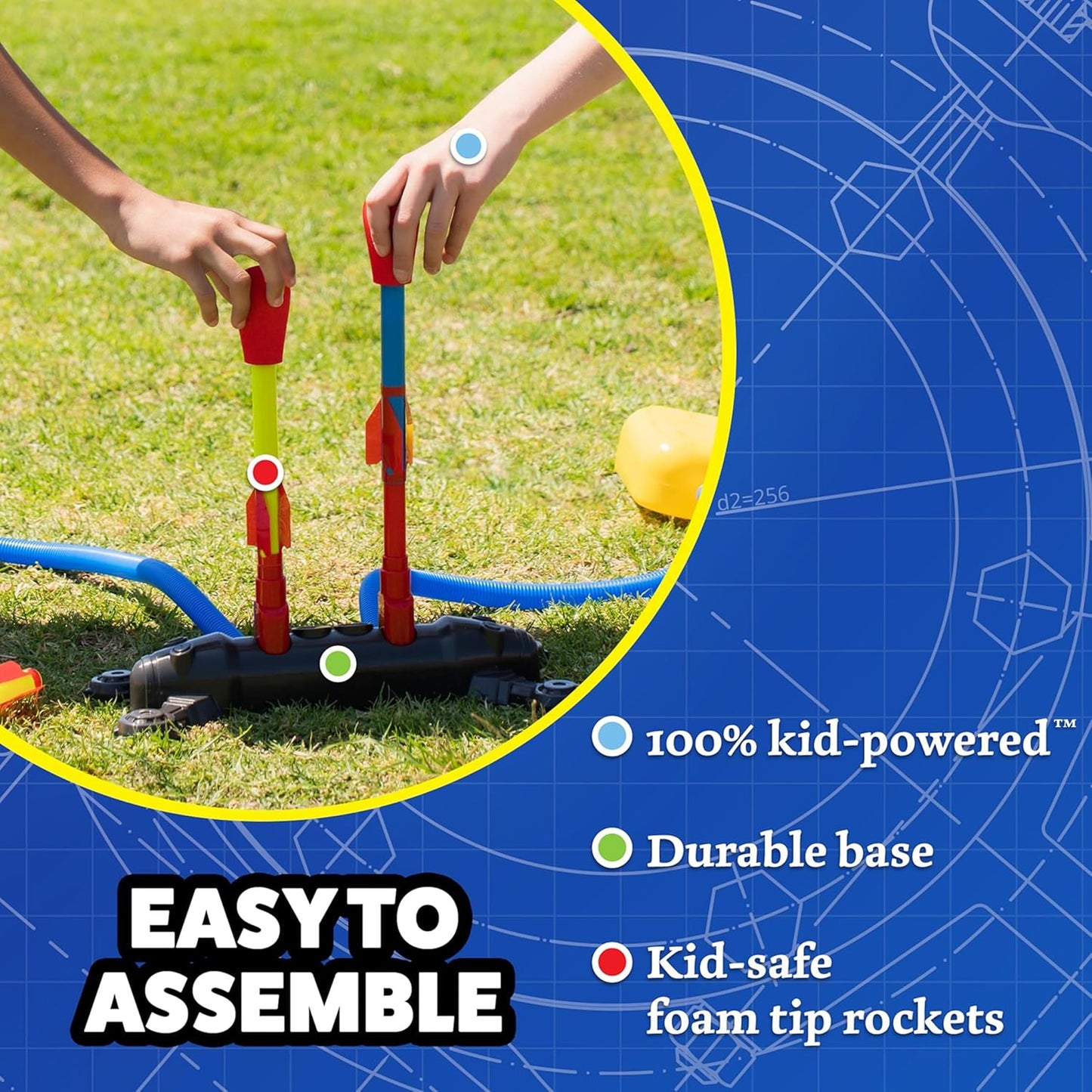 The Original Stomp Rocket Dueling Rockets Launcher, 4 Rockets and Toy Rocket Launcher - Outdoor Rocket STEM Gift for Boys and Girls Ages 6 Years and Up - Great for Outdoor Play