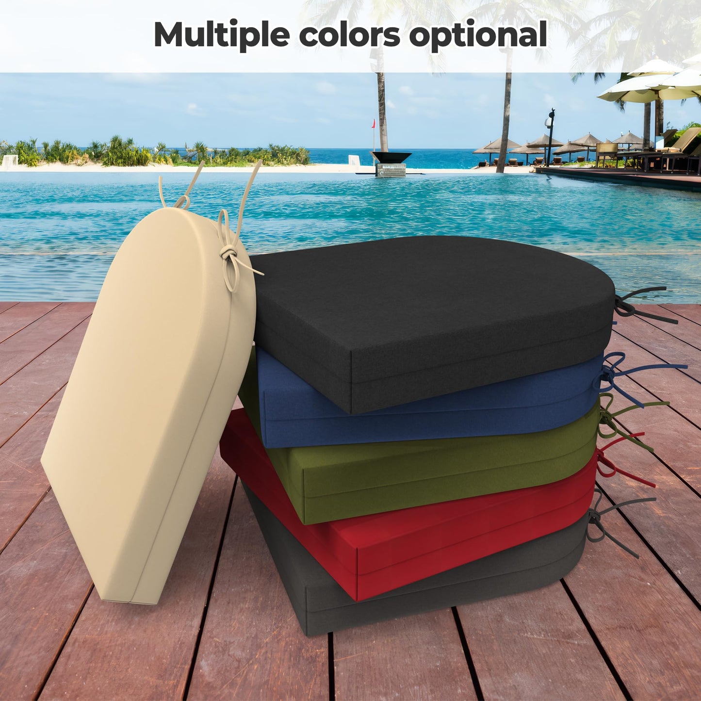 Bafode Patio Chair Cushions Set of 4, 17" x 16" x 2" Waterproof Outdoor Chair Cushions for Furniture, Seat Cushion with Ties, for Patio, Yard, Garden Dining Chair