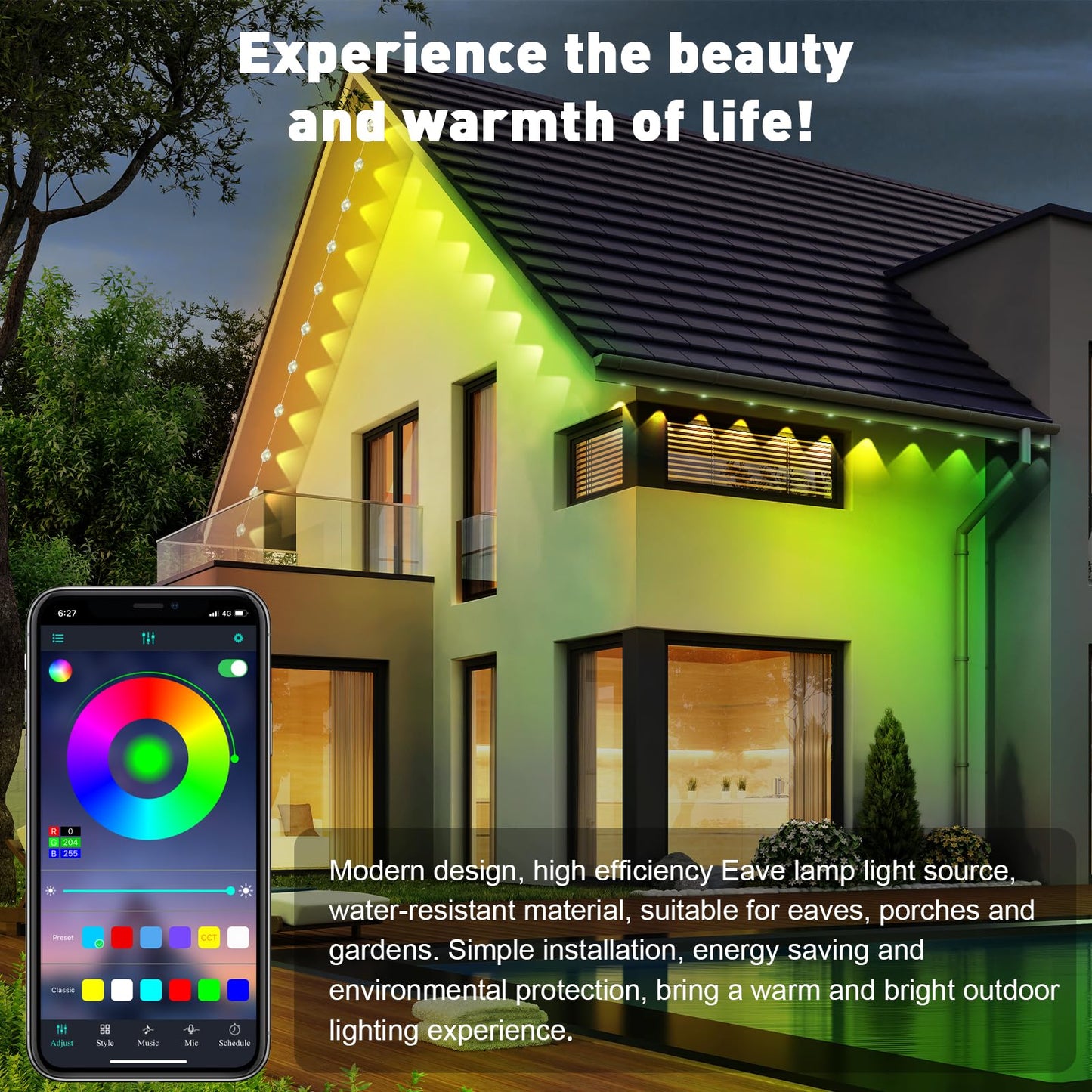 CETELUMA 150FT Permanent Outdoor RGB Lights - IP67 Waterproof with Smart App Control Remote,Music Synchronization,Eaves Lights for Garden Decor,Christmas