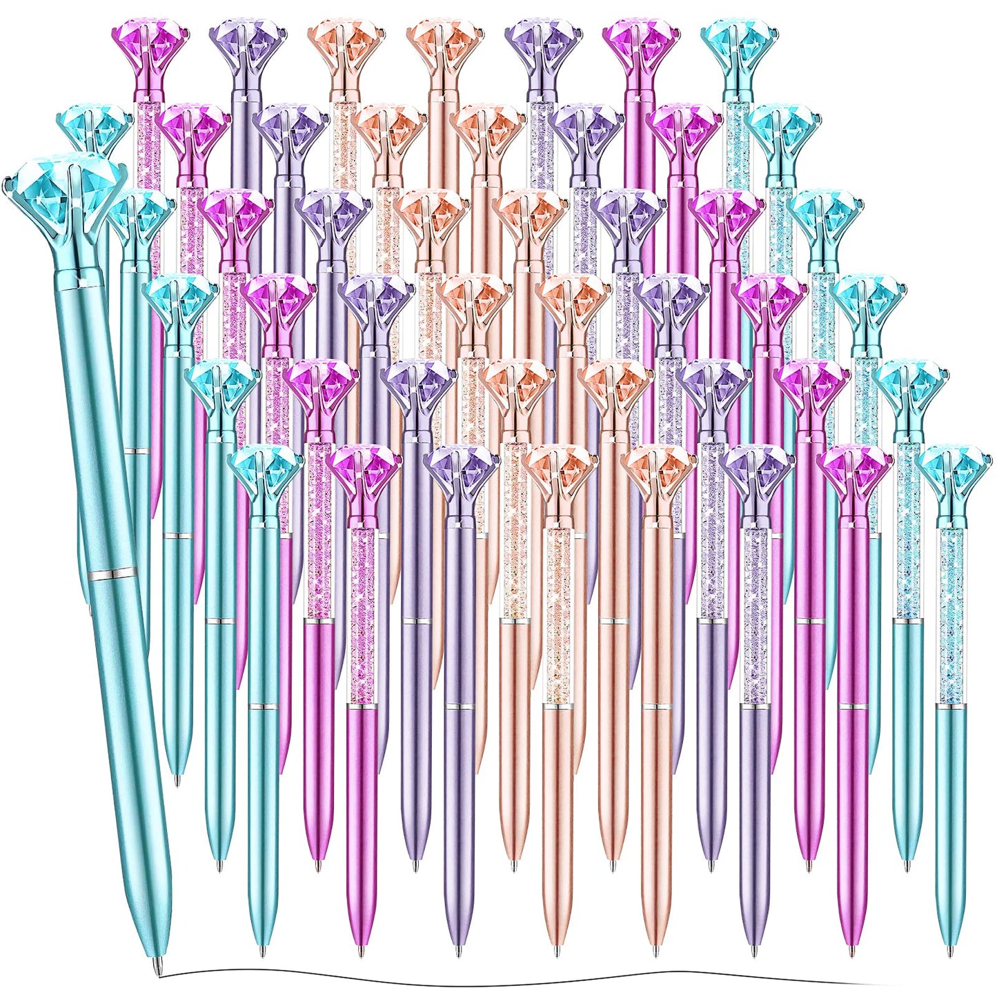 48 Pcs Diamond Pens, 0.7mm Black Ink Pens Bulk, Retractable Ballpoint Pen, Bling Crystal Pens for Engagement Wedding Signing Pen, Bridal Shower Gifts, Birthday Party Favors (2 Styles, 4 Colors)