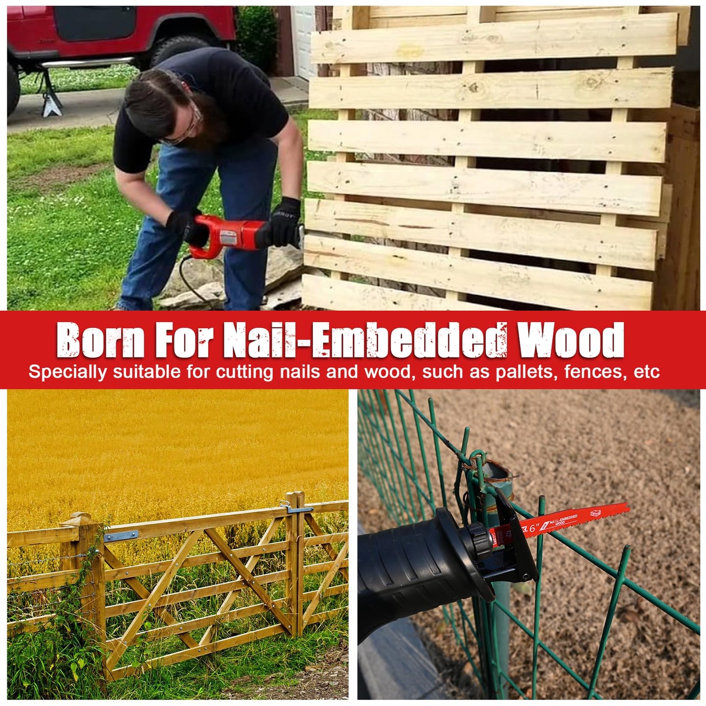 Bi-Metal Reciprocating Saw Blades for Nail-Embedded Wood,25 Pack 6/12tpi 6 Inch Saw Blade Wood with Nails Cutting, Organizer Case Included