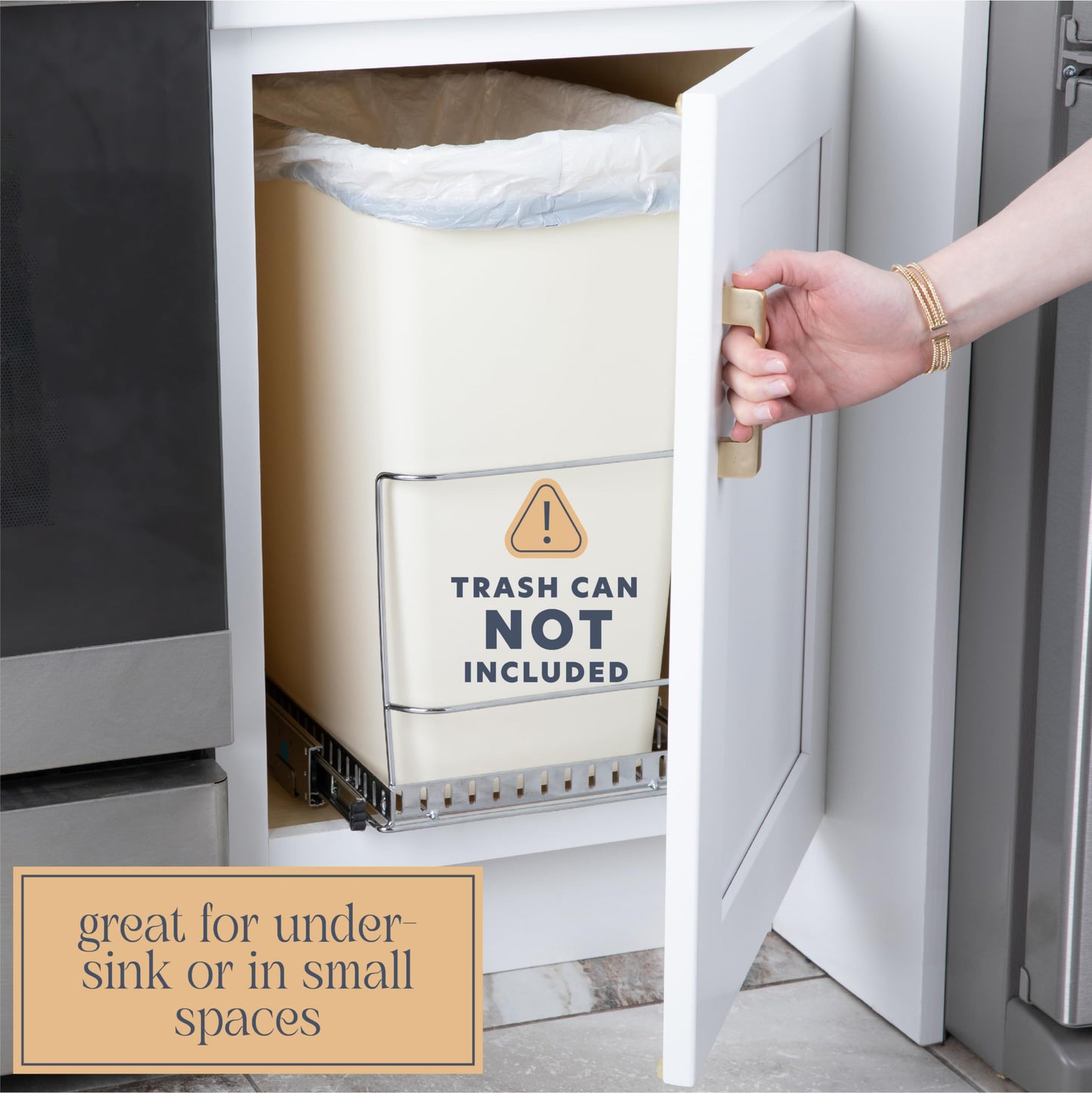 Pull Out Trash Can Under Cabinet,2 Way Slide Out –Heavy Duty Metal, with 5 Year Limited Warranty-Roll Out Sliding Garbage Waste Bin (Not Included) - Install Length or Widthwise