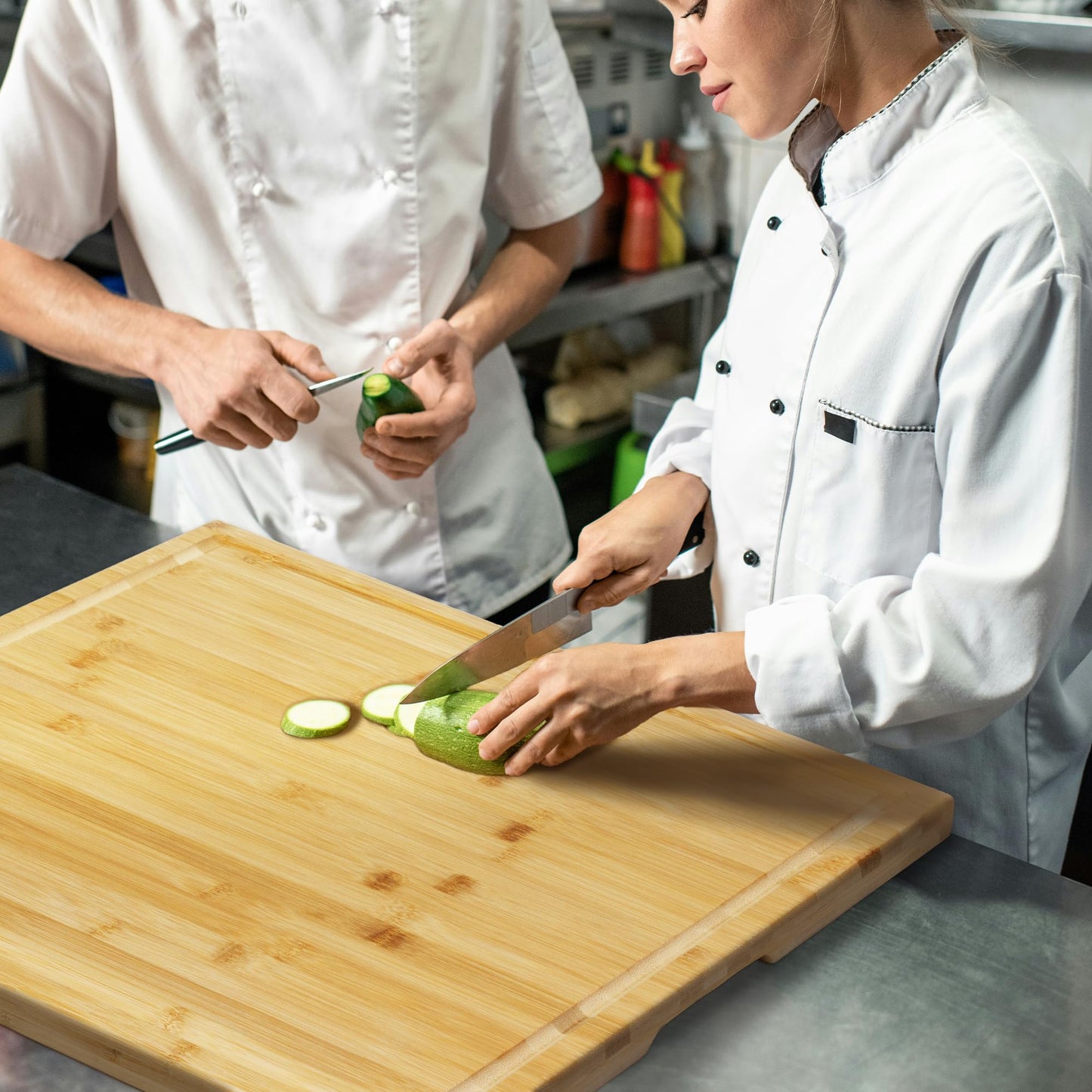Utoplike Extra XL Large Cutting Board, Bamboo Wooden Cutting Boards for Kitchen, Big Butcher Block Chopping Board 20" x 20" with Juice Grooves(50.7 x 50.7cm)