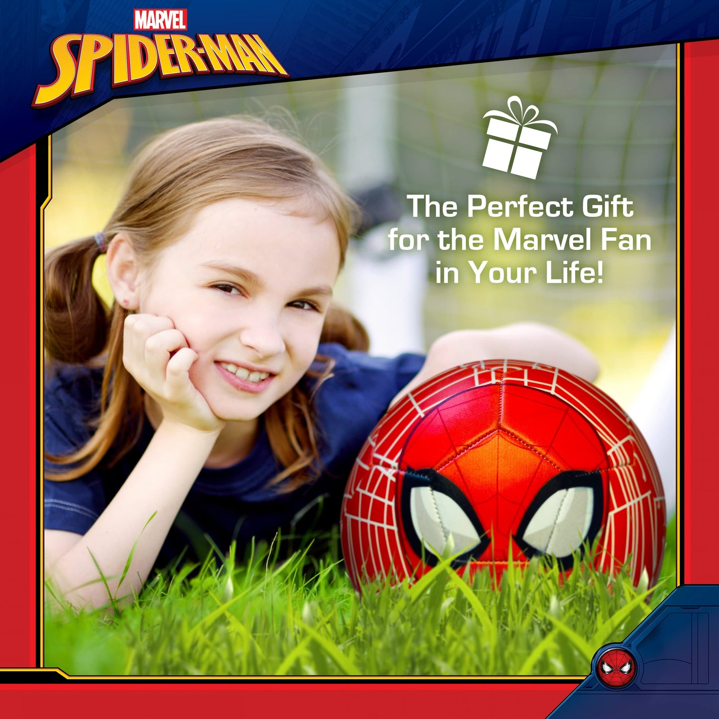 Capelli Sport Marvel Spider-Man Soccer Ball, Mask and Webs Design Youth Kids Futbol, Multi, Size 5, Red Combo