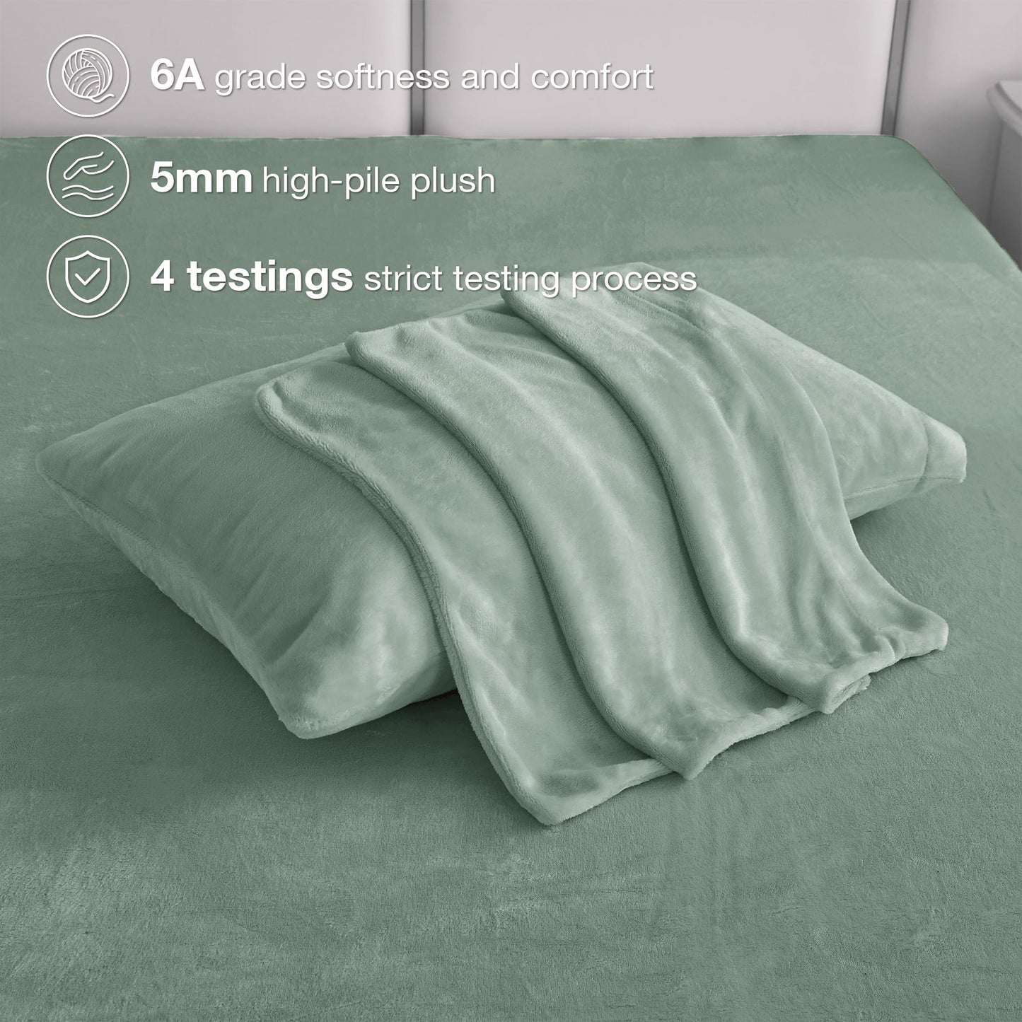 Softan Fleece Sheets Queen Size, Flannel Like Soft, Fuzzy Warm Plush Sheets, Velvet Polar Microfleece Bedding for Winter, Sage Green