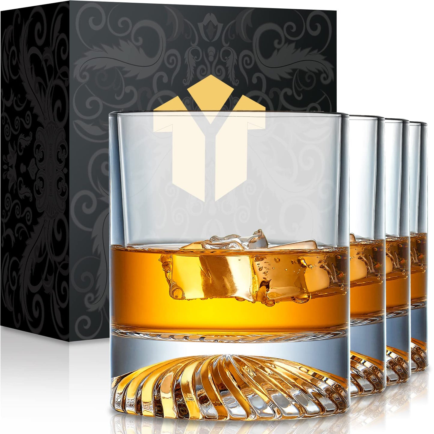 OPAYLY Whiskey Glasses Old Fashioned Glasses Set of 4 12oz Rocks Glasses Gift for Men Women Drinking Bourbon Scotch Cocktails Rum Cognac Vodka at Bar Home