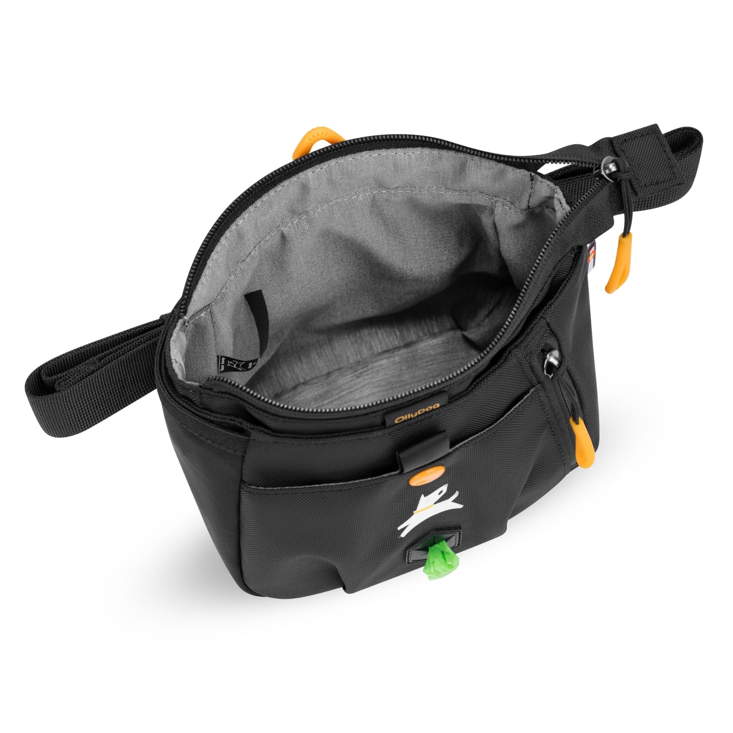 OllyDog Backcountry Day Bag | Hands-Free Dog Training Treat Pouch | Fanny/Hip Pack with Zipper Closure & Built-in Poop Bag Dispenser | Removable Waist Clip (Raven S'25)