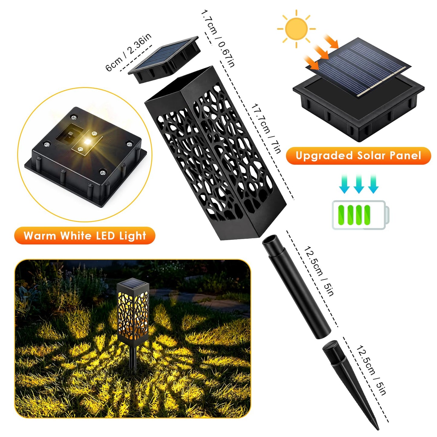 Ninonly 6 Pack Solar Pathway Lights Outdoor, Solar Lights Outdoor Garden Decor, IP65 Waterproof Solar Garden Lights Warm White Landscape Lighting for Path Yard Walkway Patio Driveway