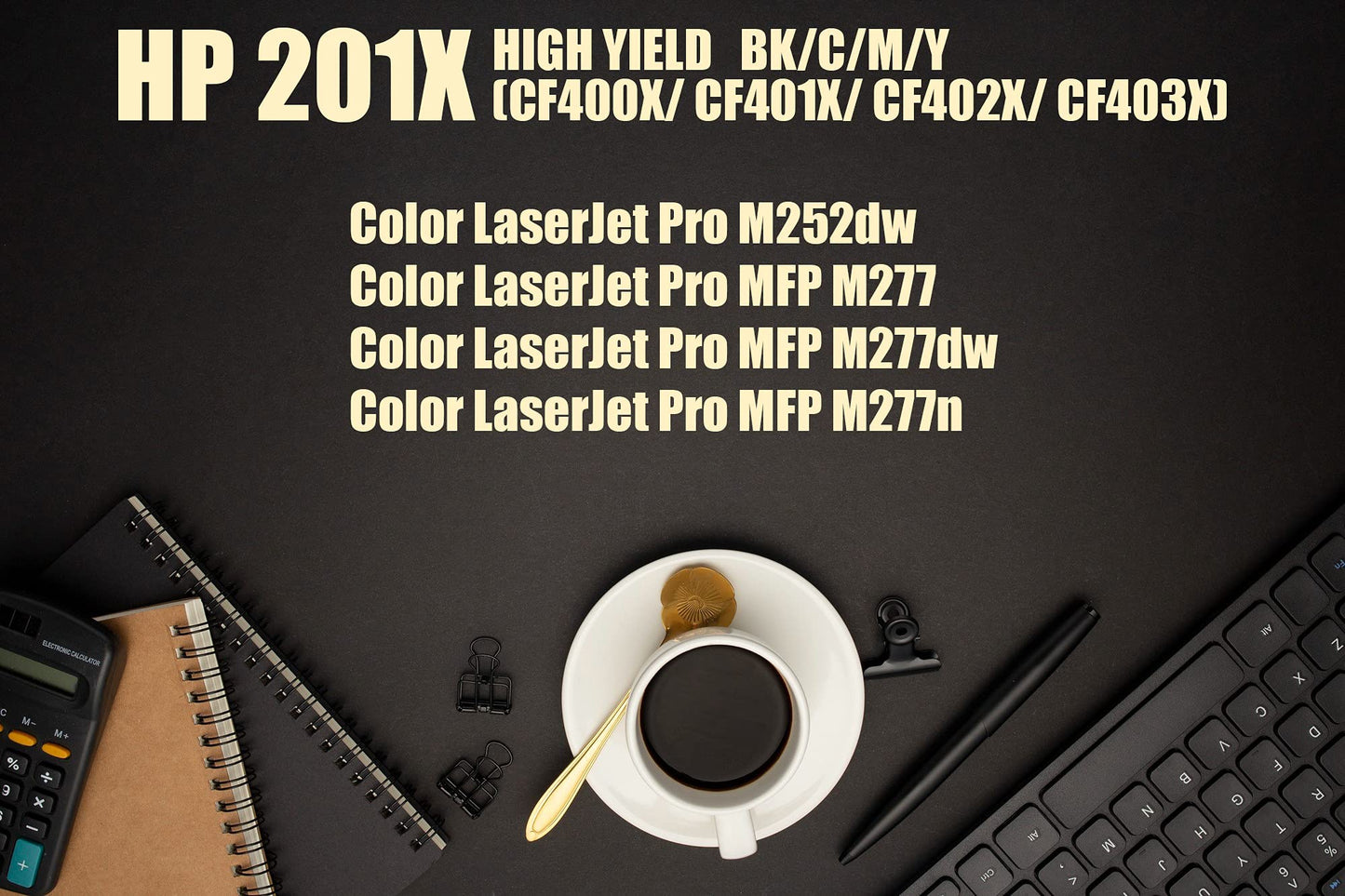 Ultra Toner® Compatible Replacement for HP 201X CF400X Black Toner Cartridge High Yield of HP 201A CF400A Toner Cartridge Color LaserJet Pro M252 M252dw M252n LaserJet Pro MFP M277 M277n M277dw (2BK)