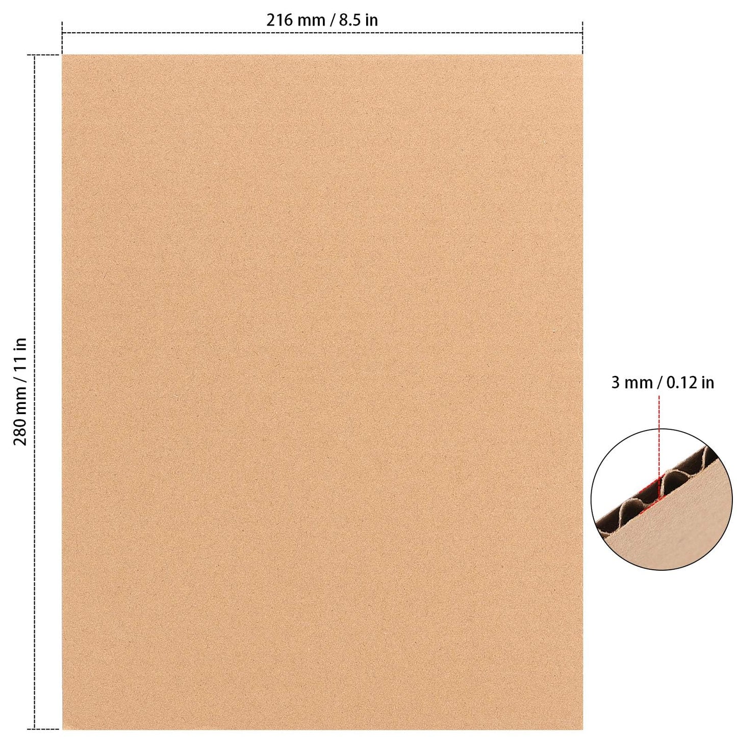 HOZEON 80 Pack Corrugated Cardboard Sheets 8.5 x 11 x 1/8 Inches, Premium and Thickened Cardboard Sheets, Brown Corrugated Cardboard Sheets for Packing, Mailing, DIY Crafts
