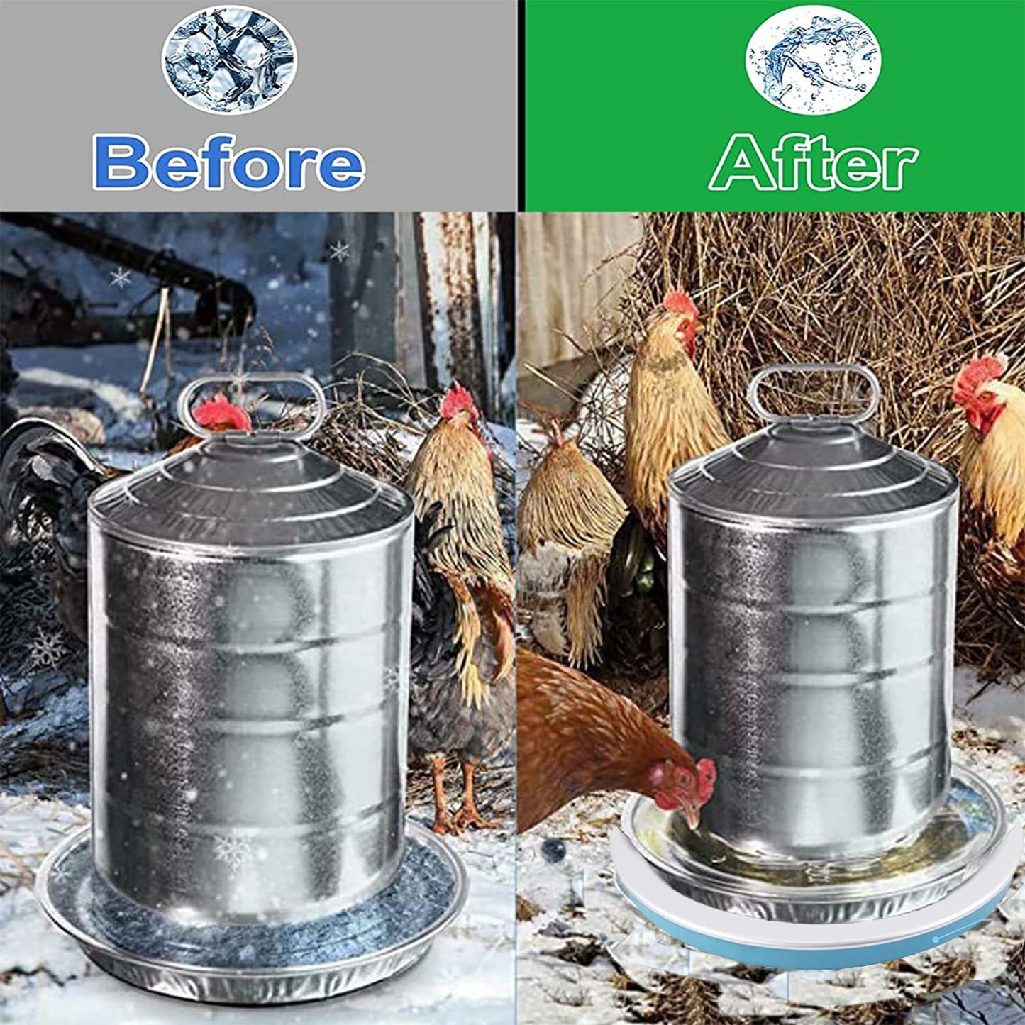 BuerKeo Poultry Waterer Heated Base, Chicken Water Heater for Winter Pet Metal Base,125W Electric Safe Drinking Fountain Coop Accessories Feeder