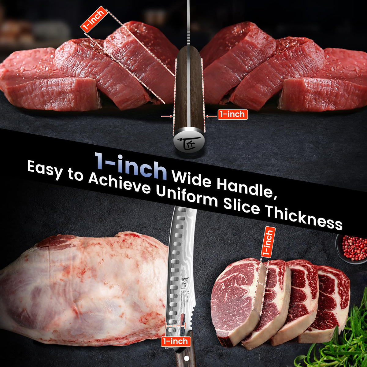 SYOKAMI Butcher Knife Set, 3 PCS Kitchen Knife for Meat Cutting, Cleaver, Breaking & Boning Knife, Japanese Style High Carbon Steel Kitchen Knife for Chopping, Slicing, Deboning, House Warming Gifts