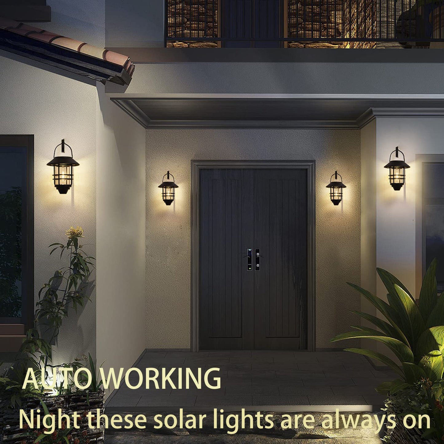 2 Pack Solar Lanterns Outdoor Hanging Solar Lights Waterproof Porch Lights Fixtures, Heavy Glass & Stainless Dusk to Dawn Outdoor Solar Lights Illumination for Outside Yard