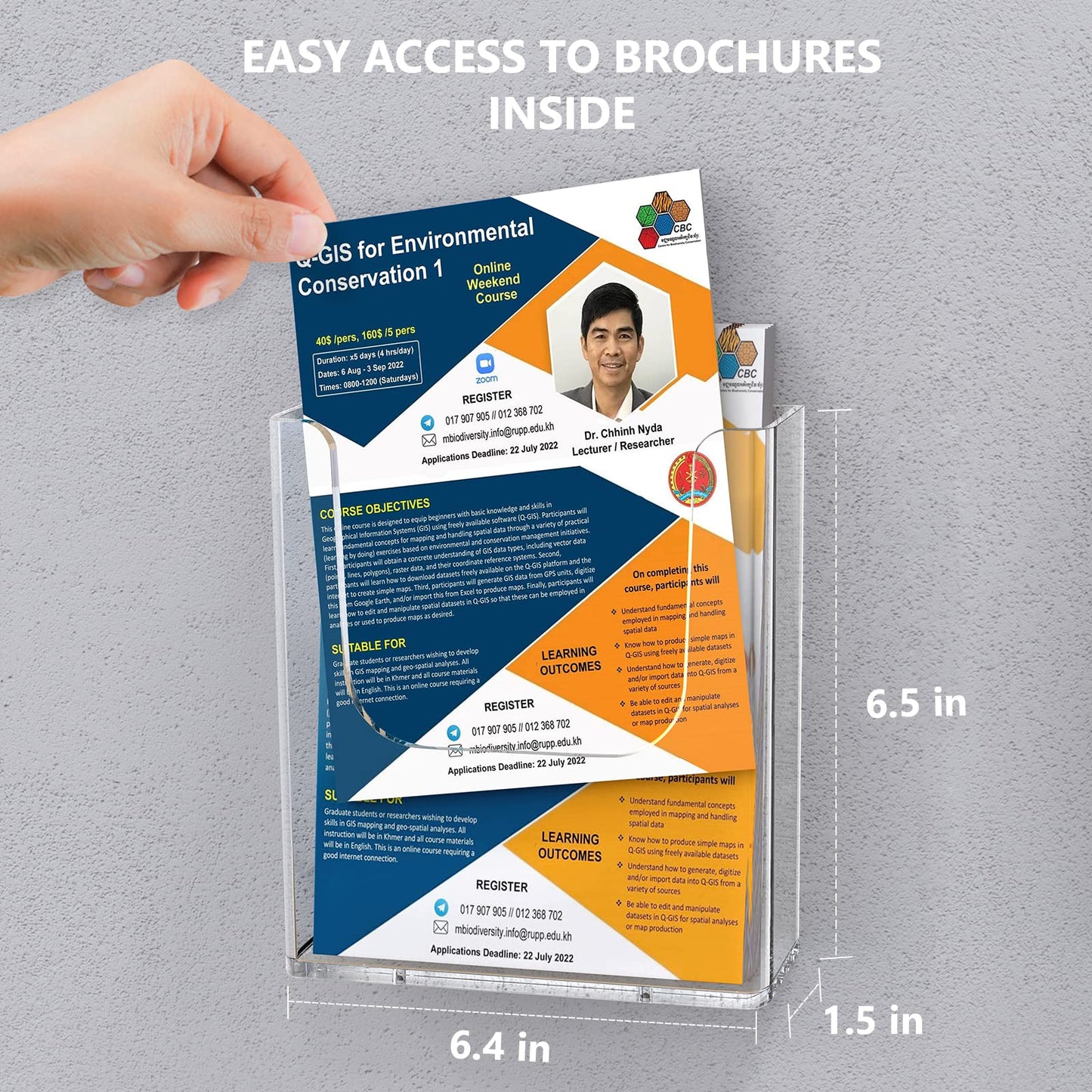MaxGear Brochure Holder 6x9 Inch Acrylic Wall Mount Pamphlet & Flyer Holder, Clear Plastic Organizer for Handouts and Marketing Literature, 6 Pack