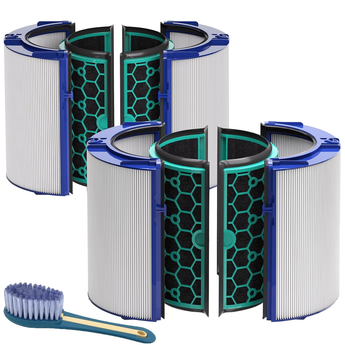 Leemone 2 Pack TP04 HP04 DP04 Filter Replacement for TP04 HP04 DP04 TP05 DP05 Air Purifier, 360° Combi Glass HEPA Filter & Activated Carbon Filter