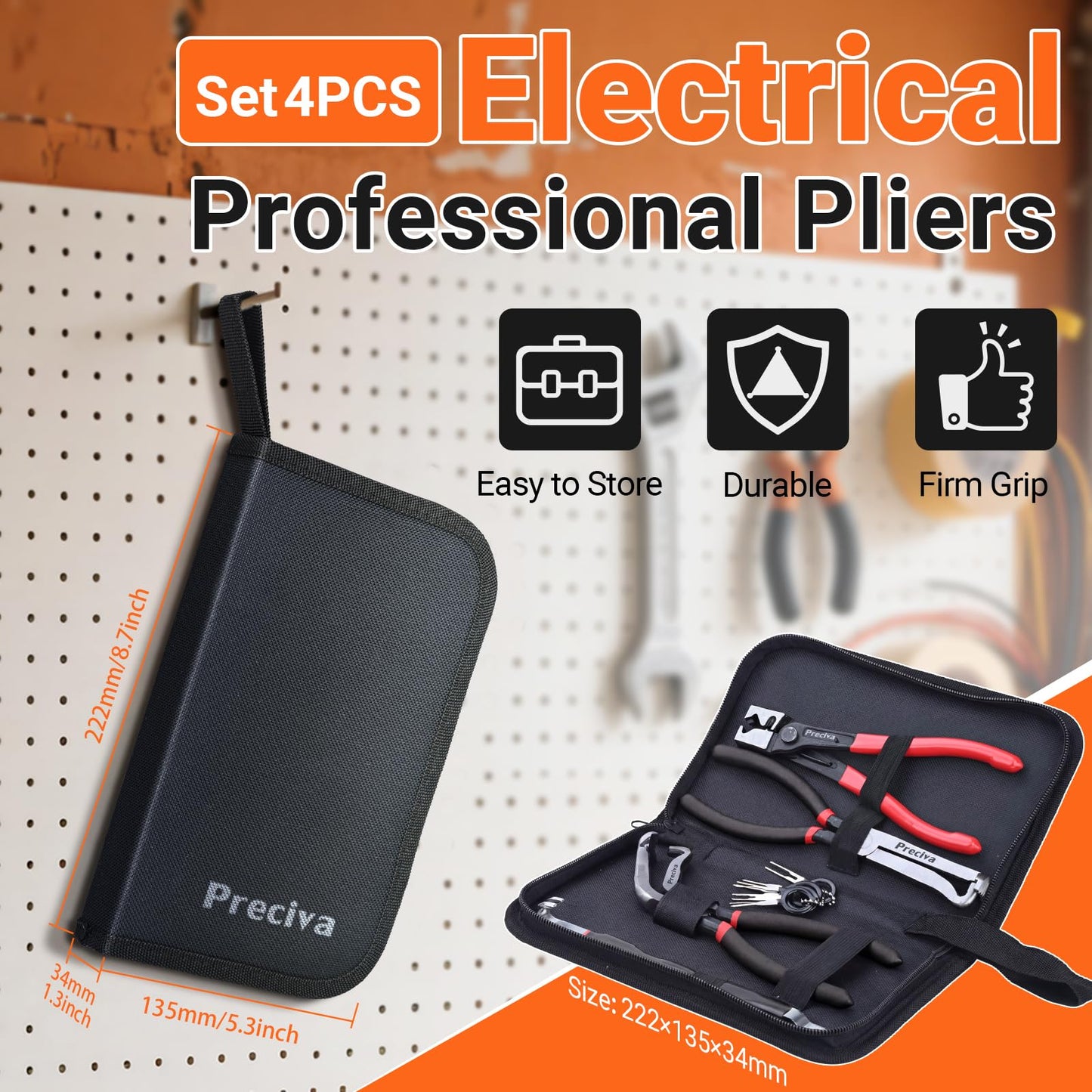 Preciva 5 Pcs Automotive Electrical Connector Disconnect Tool Kit,Wire Harness Release Pliers, Depin Tool & Hose Clamp Pliers Electric Plug Pliers for Cars, Automotive Wire Locking Push Tab