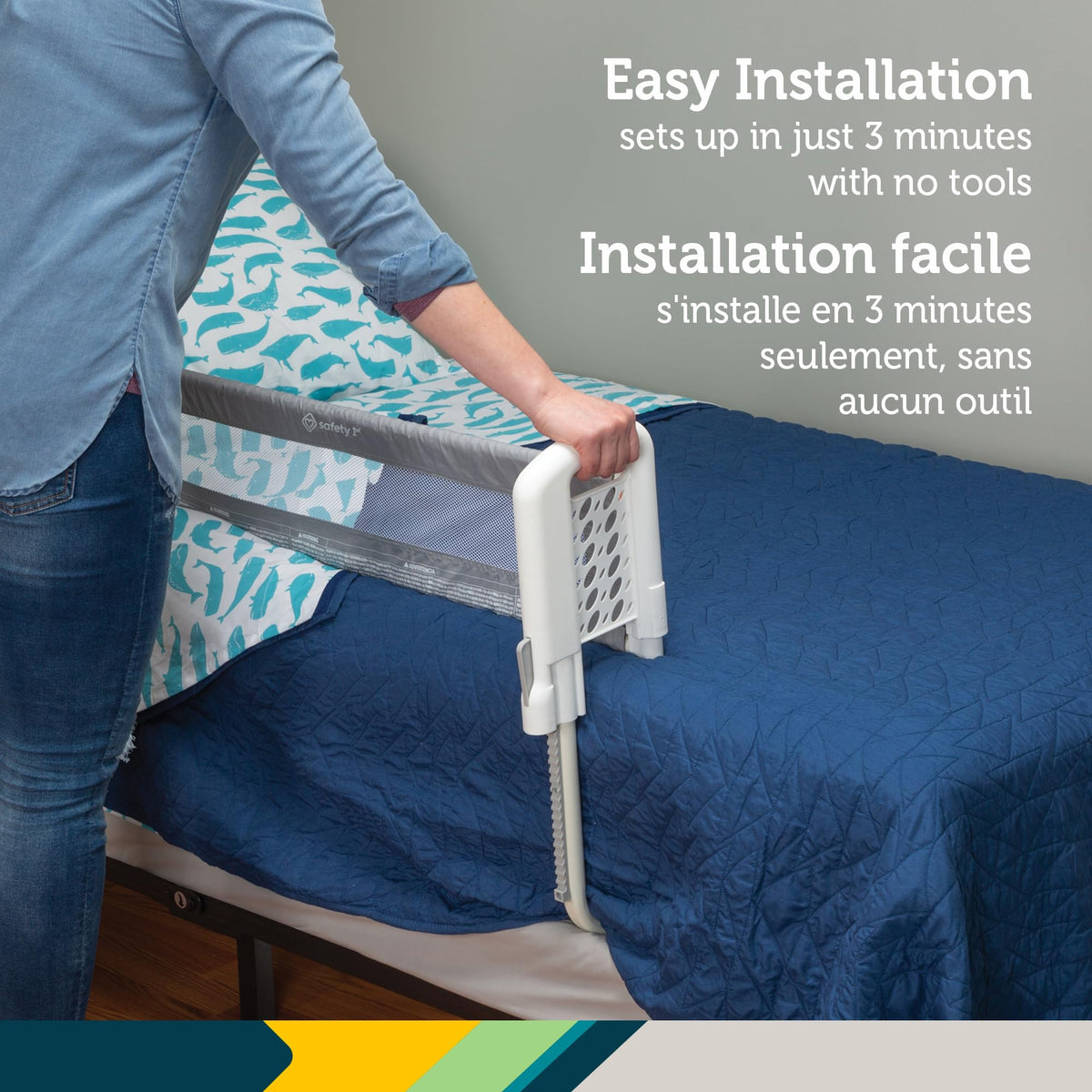 Safety 1st Top of Mattress Bedrail, Grey/White 91.4x40.6x45.7 cm (Pack of 1)