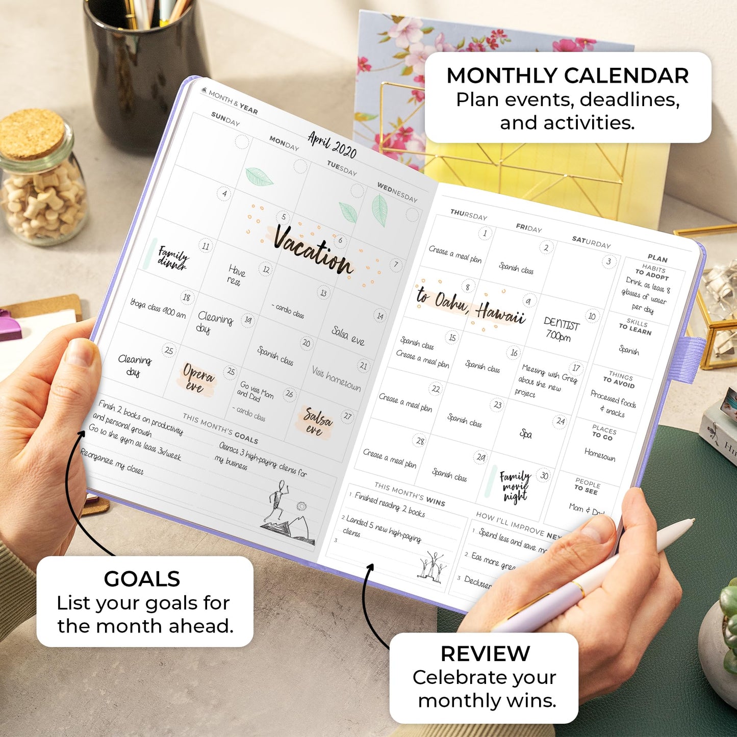 Clever Fox Planner Daily Premium Edition – Undated Luxurious Daily Planner with Hourly Schedule, Personal Organizer, Productivity & Goal Journal, Start Anytime, A5-sized, Lasts 6 Months - Lavender