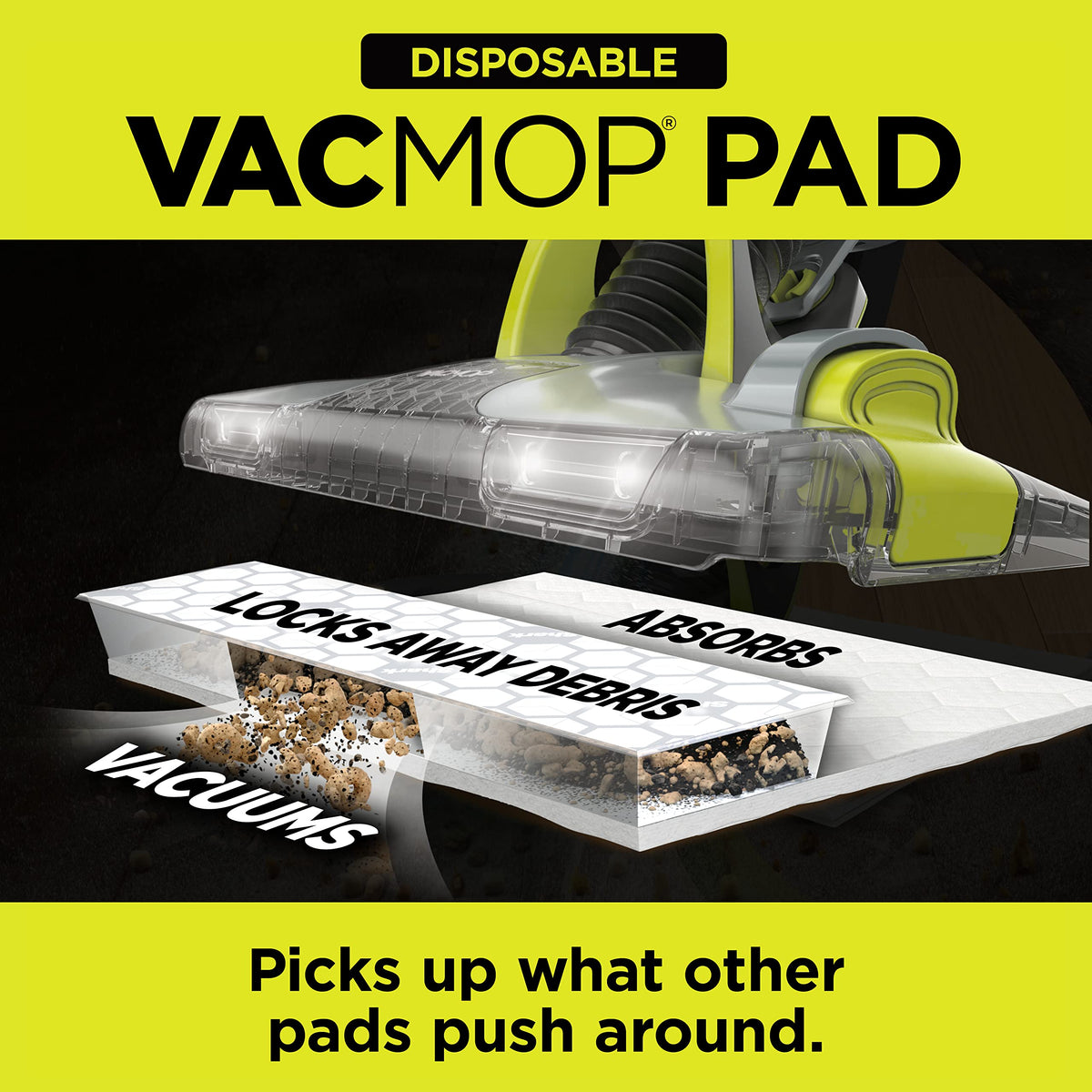 Shark VACMOP Disposable Hard Floor Pad Refills, Compatible with VM252 & VM180, No-Touch Disposal, for use on All Sealed Floors - Stone, Hardwood, Laminate & Tile, (46 Count Total), VMP46