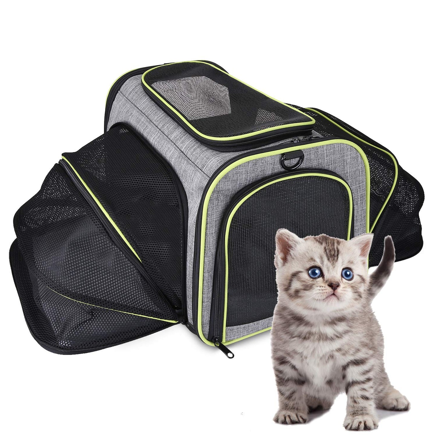 Expandable Cat Carrier, Airline Approved Soft Sided Travel Cat Carrier Bag,Soft Sided Collapsible Pet Dogs Travel Carrier Bag