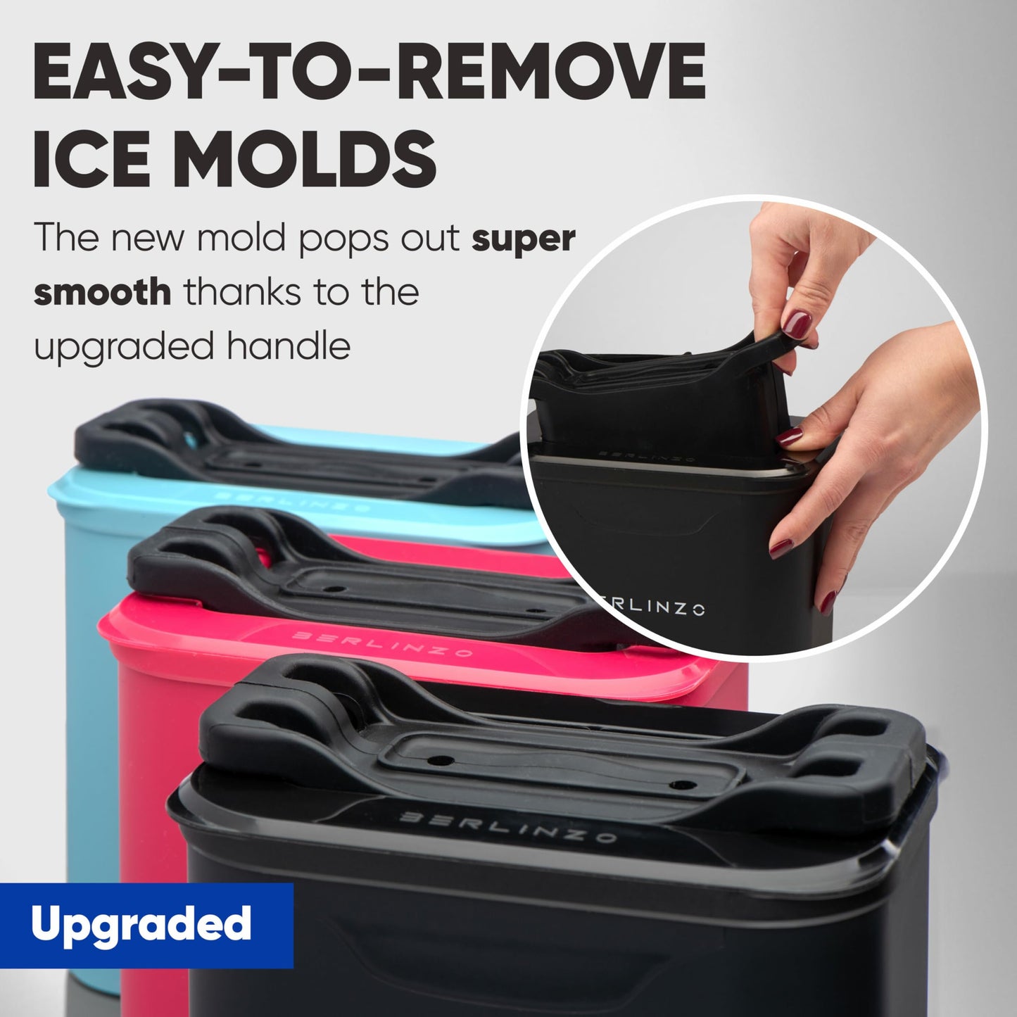 Berlinzo Premium Clear Ice Ball Maker Mold - 2 Large 2.4" Crystal Clear Ice Round Balls for Whiskey, Cocktails & Bourbon, Easy-to-Remove Ice Sphere Mold - Storage Bag Included - Black (Non-Electric)