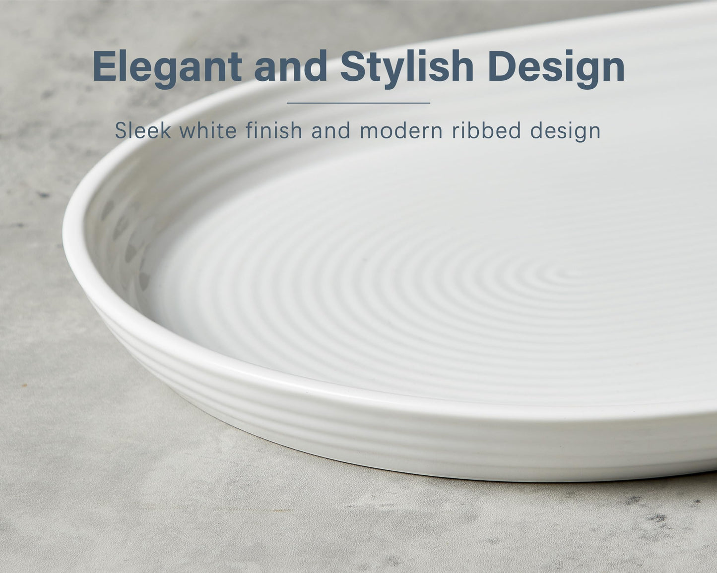 ONEMORE 16 Inch Ceramic Serving Plates for Entertaining, Set of 2 Large Oval Dinner Plates- Dishwasher Oven Safe Serving Tray for Food Meat Fish Parties- Porcelain Thanksgiving Turkey Platters - White