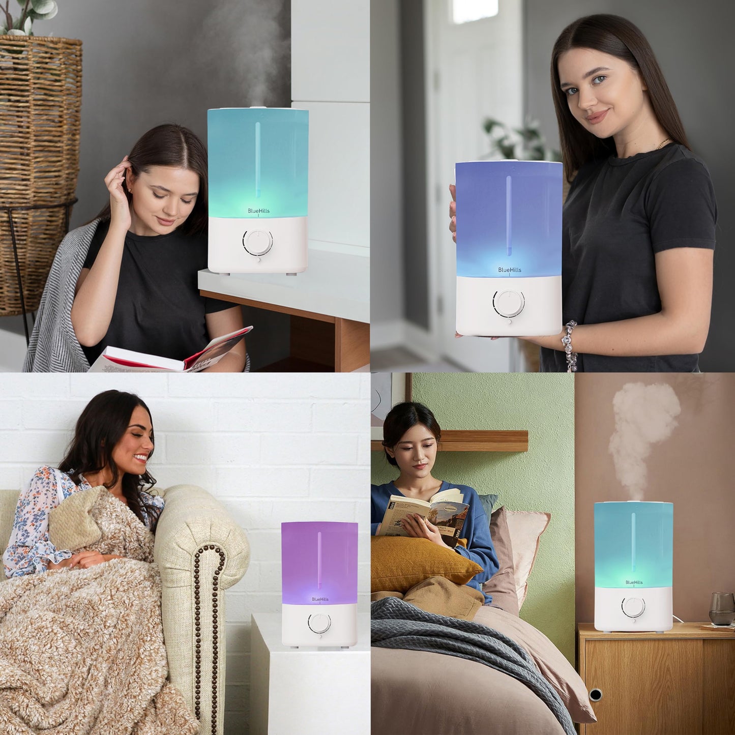 BlueHills Premium 5000 ML XL Essential Oil Diffuser Humidifier Large Room Huge Coverage Area 5 Liter Big Capacity High Mist Output 100 Hours Long Run Time Aroma Diffuser White G501