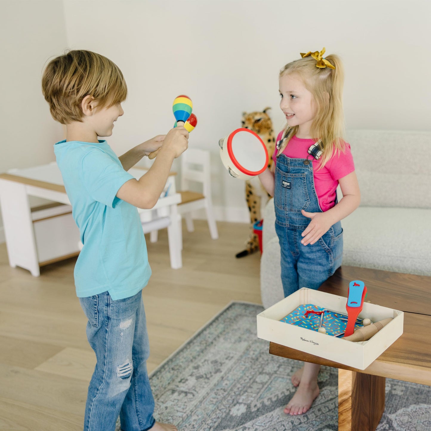 Melissa & Doug Band-in-a-Box Clap! Clang! Tap! Wooden and Metal Musical Instrument Play Set for Kids