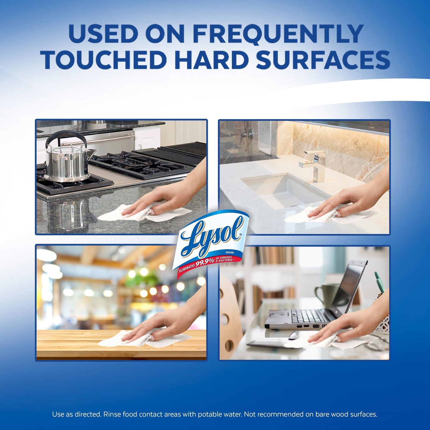 Lysol Disinfecting Wipes, Thick Cleaning Wipes with Micro-Pocket Pattern for Home & Electronics, Kills 99.9% of Germs, Removes Allergens, Spring Waterfall Scent, 6 x 75 Count (450 Total Wipes)