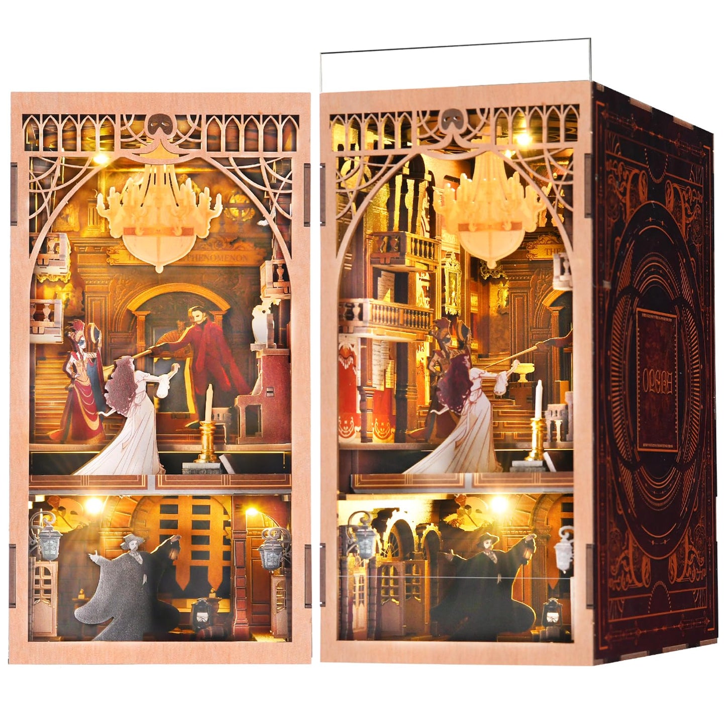 MiniCity Book Nook Kit, Miniature DIY Dollhouse Booknook Kit, 3D Wooden Puzzle Bookend Bookshelf Insert Decor with LED Light for Teens and Adults (Phantom Of The Opera)