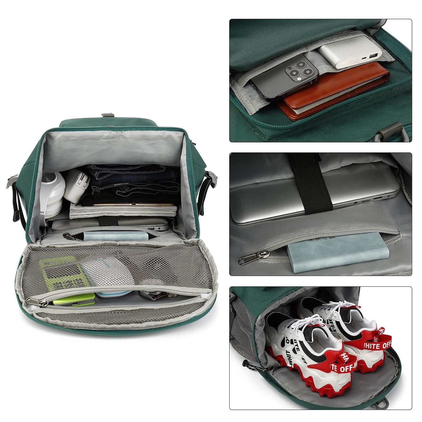 Kalesi Gym Duffle Bag Backpack 4-Way Waterproof with Shoes Compartment for travel Sport Hiking laptop, Green, X-Large, Backpack