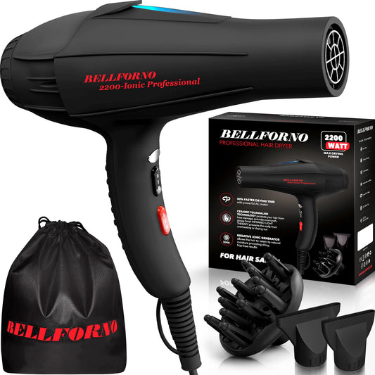 Professional 2200W Diffuser Hair Dryer for Curly and Natural Wavy Hair, Low Noise Negative Ionic Blow Dryer with Diffuser, The New Upgraded Motor & Ceramic Technology for Fast Drying by BELLFORNO
