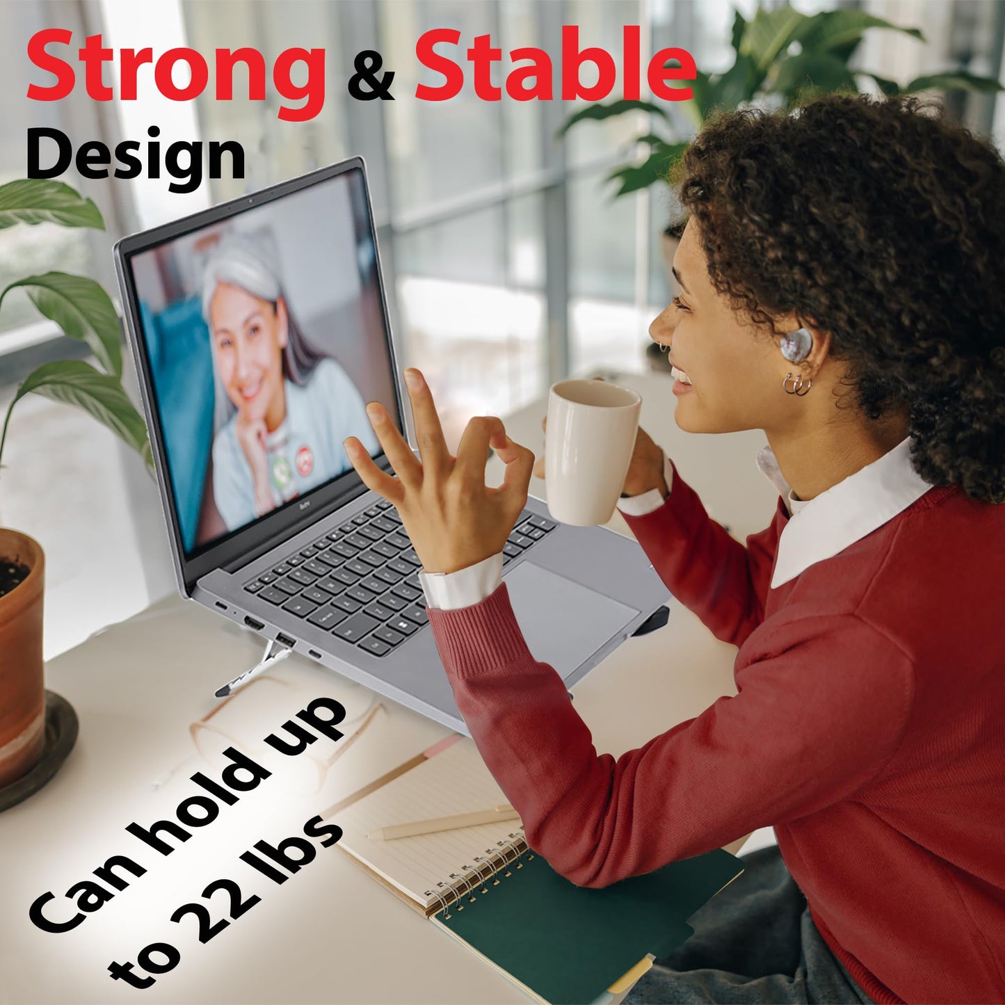 Travel Depot Portable Laptop Stand, Laptop Stand for Desk Ergonomic 6-Levels Angles Adjustable Computer Stand, ABS Laptop Riser Holder Compatible with All Laptops and iPad (10-15.6")