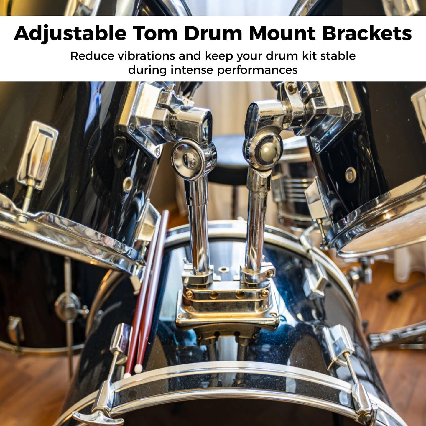 2 PCS Tom Drum Brackets, Tom Mount Holder Arm, Adjustable Tom Mounting Holder, Sturdy Metal Tom Drum Replacement Stand, Stable Support for Tom Drums, Percussion Instrument Accessories