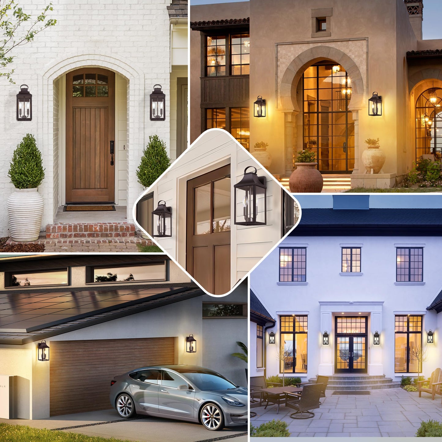 15" Oil Rubbed Bronze Dusk to Dawn Outdoor Lighting 2-Light, Outdoor Light Fixture Outside Modern Wall Sconce Lantern, Industrial Porch Light Wall Mount with E12 Sockets, Waterproof Exterior Lamp